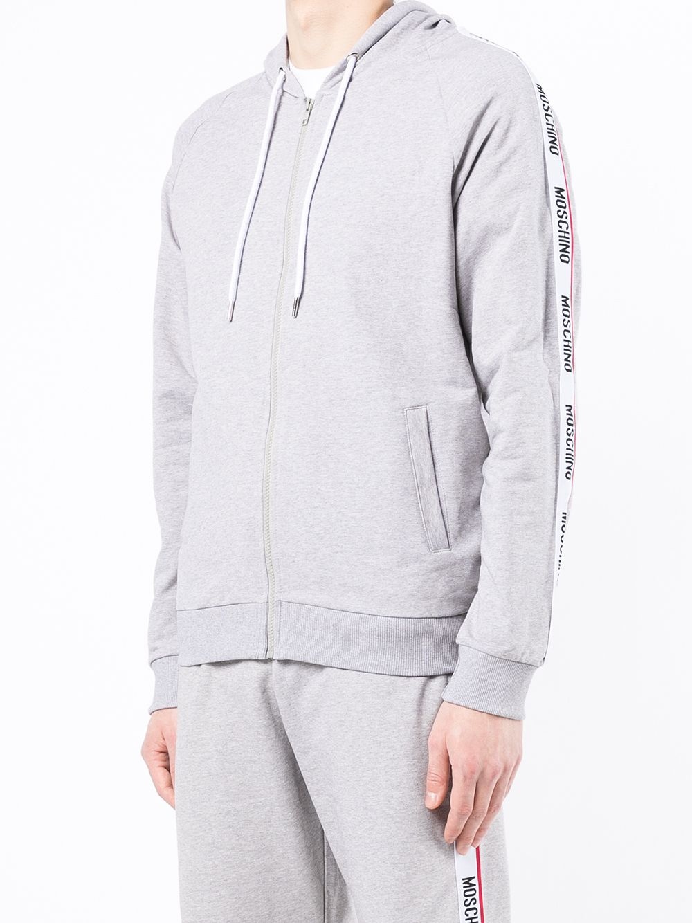 logo zipped drawstring hoodie - 3