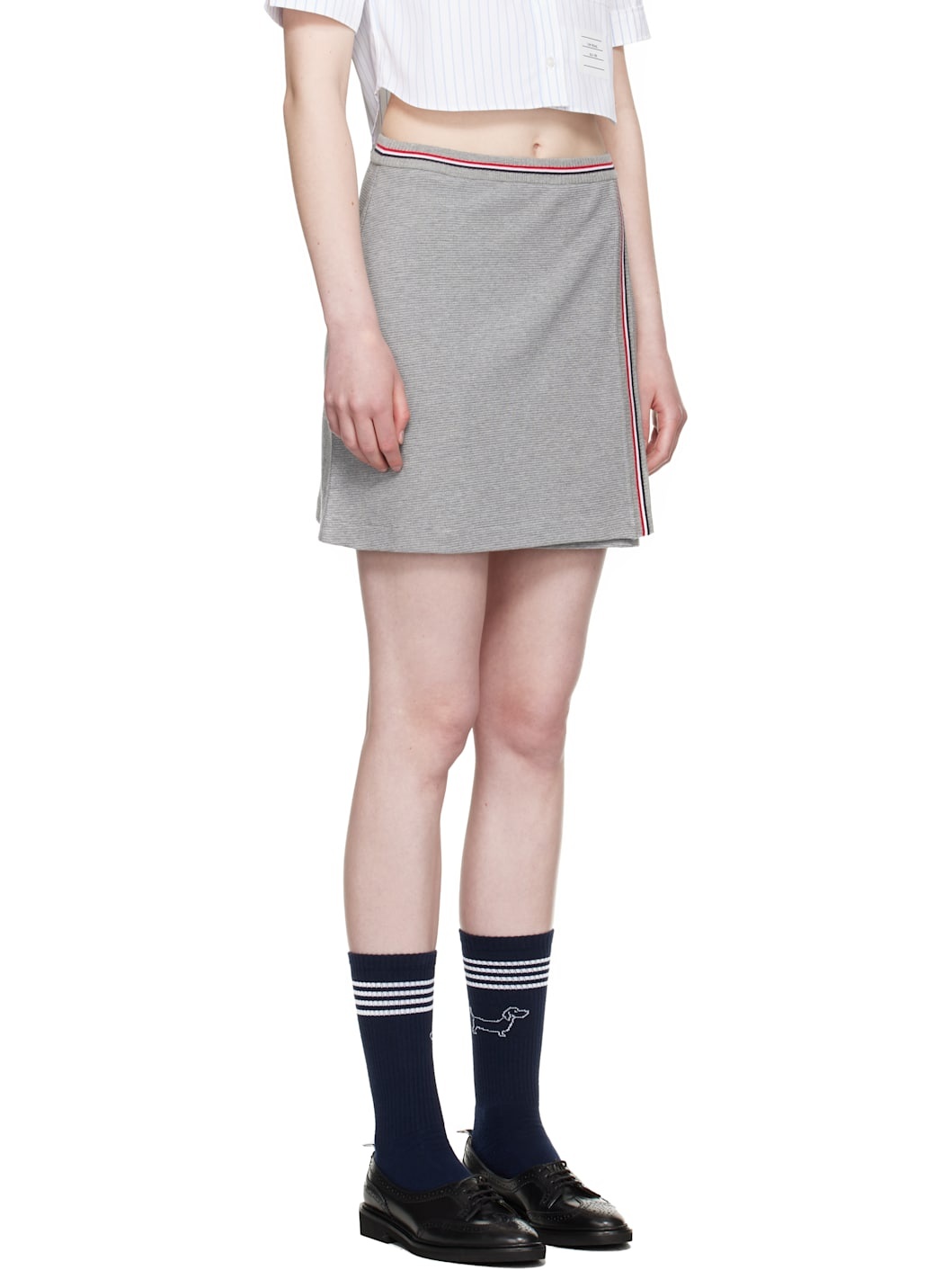 Gray Cotton Waffle Miniskirt - 2