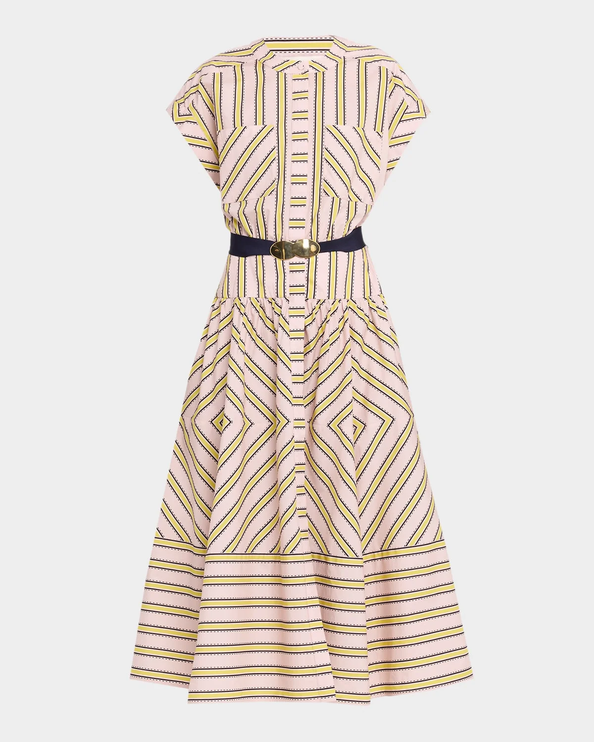 Macarena Striped Short-Sleeve Midi Shirtdress - 1