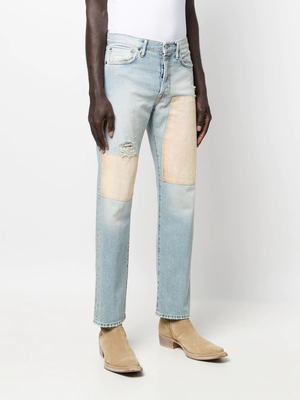 stonewashed straight-leg jeans - 3