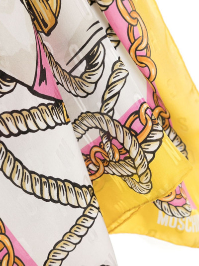 Moschino illustration-print silk scarf outlook