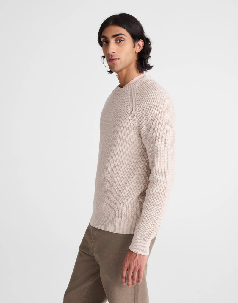 Cotton Shaker-Stitch Crewneck Sweater 4