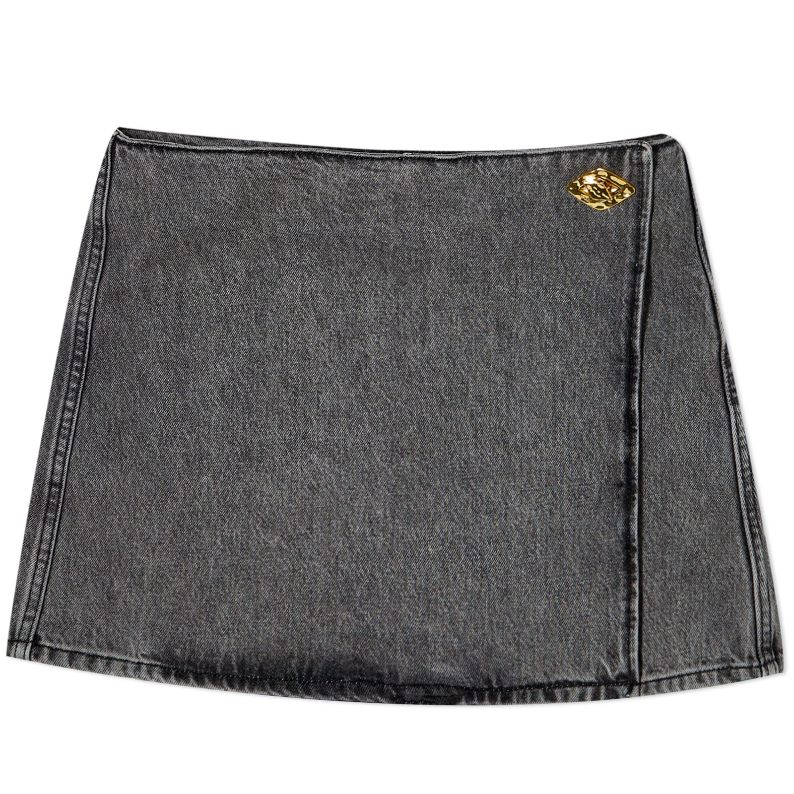 GANNI Black Washed Wrap Mini Skirt - 1