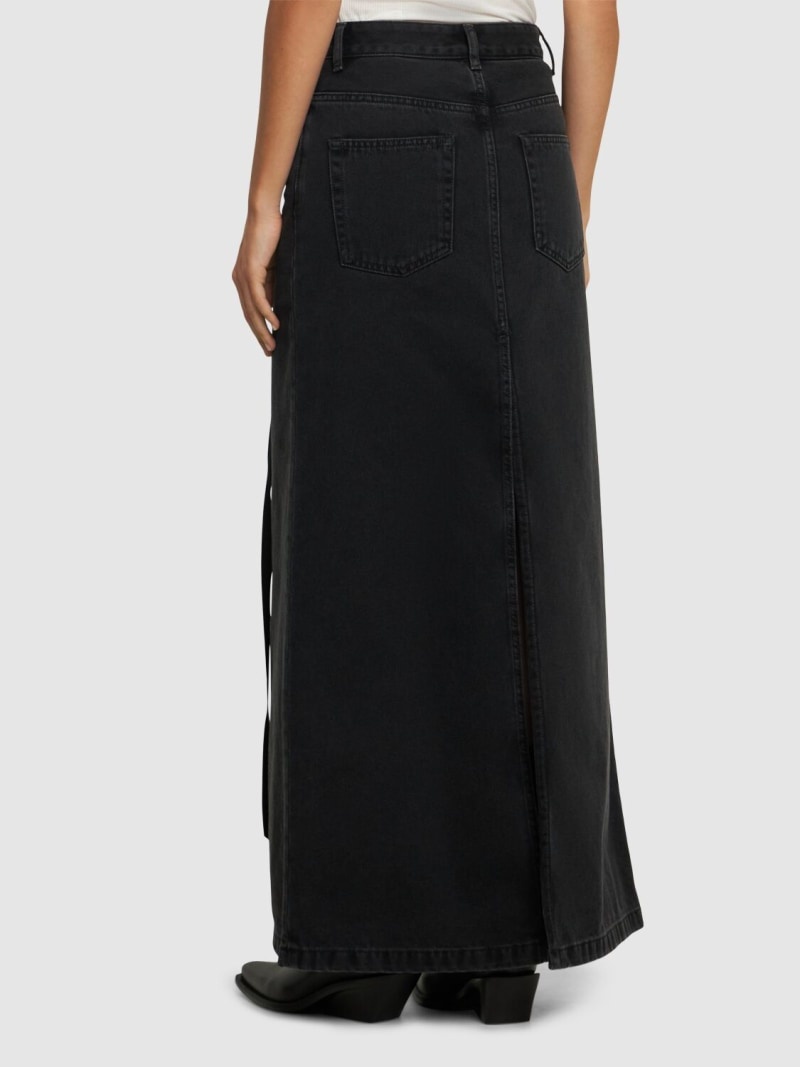 Silya asymmetric waist denim long skirt - 3