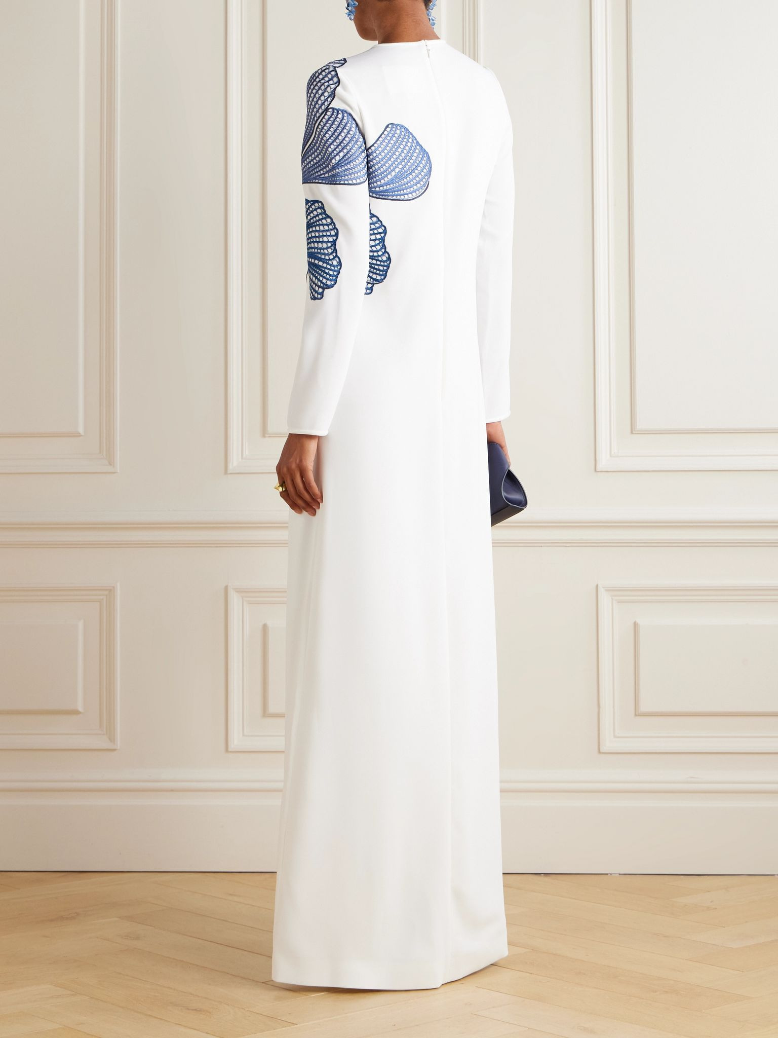 Austie embroidered crepe gown White - 3