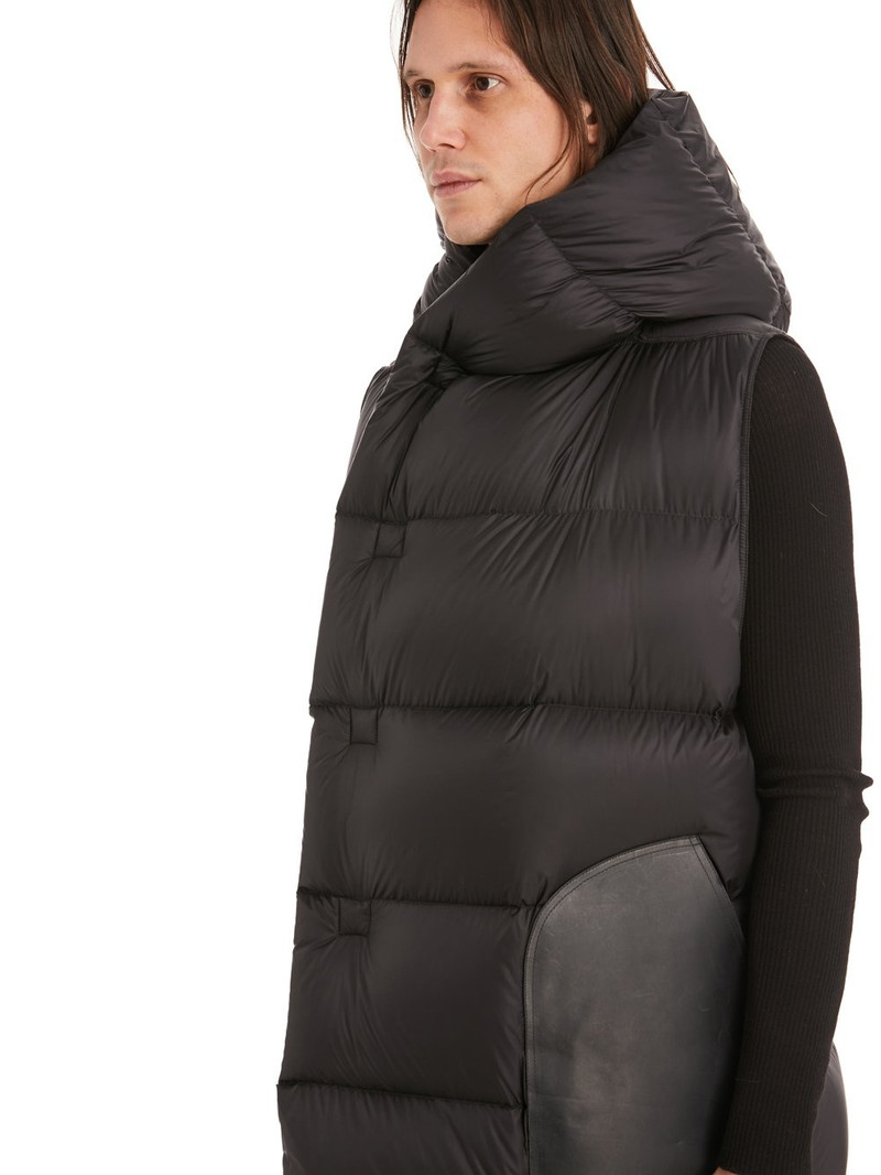 Black Down & Leather Sleeveless Jacket 4