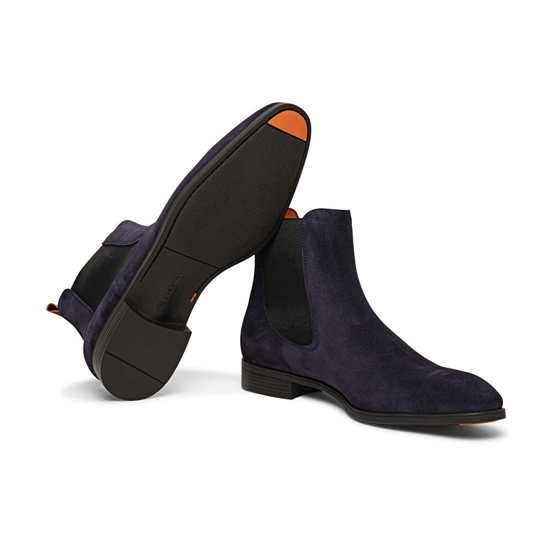Men's blue suede Chelsea boot 4