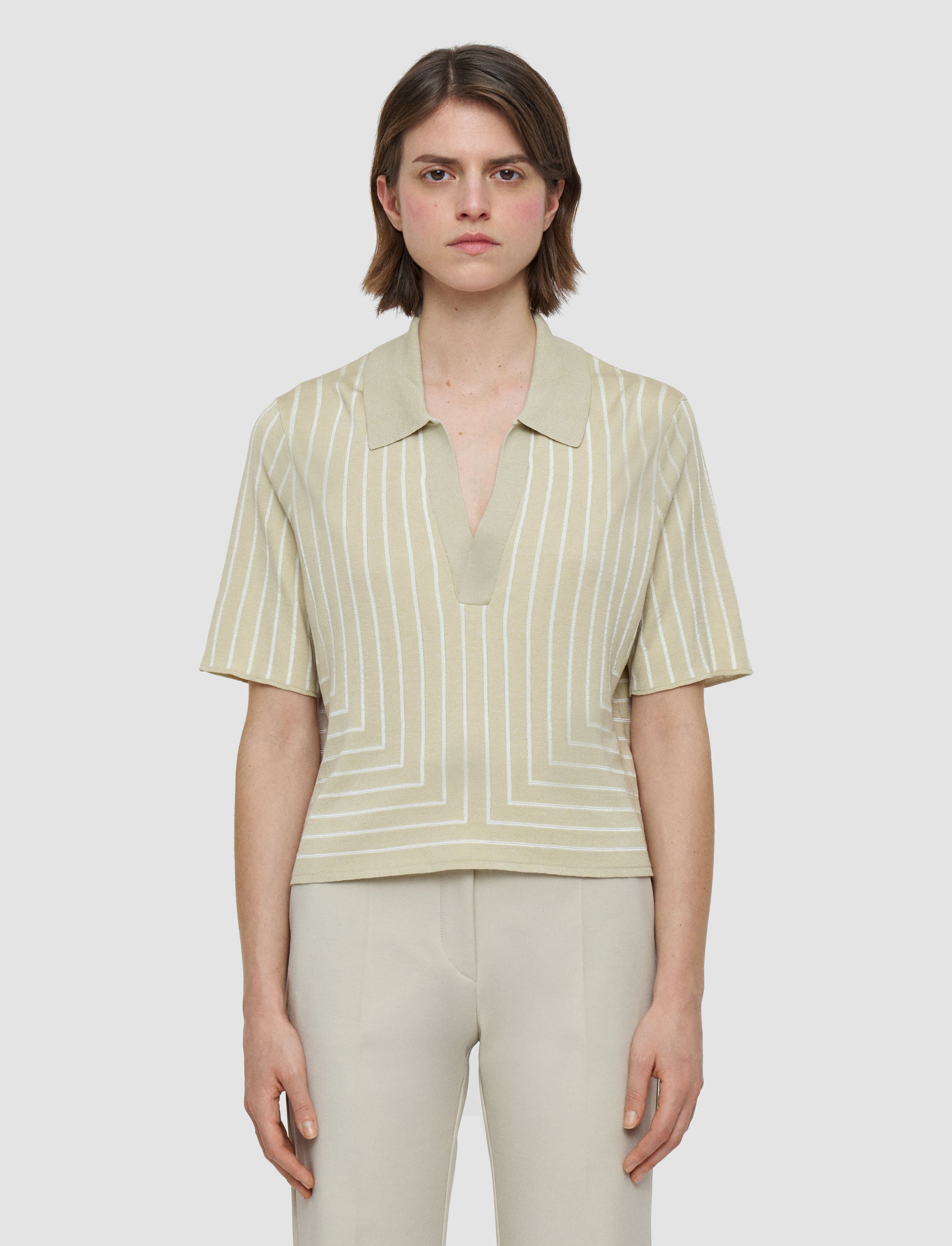 Geometric Jacquard Silk Blend Top - 3