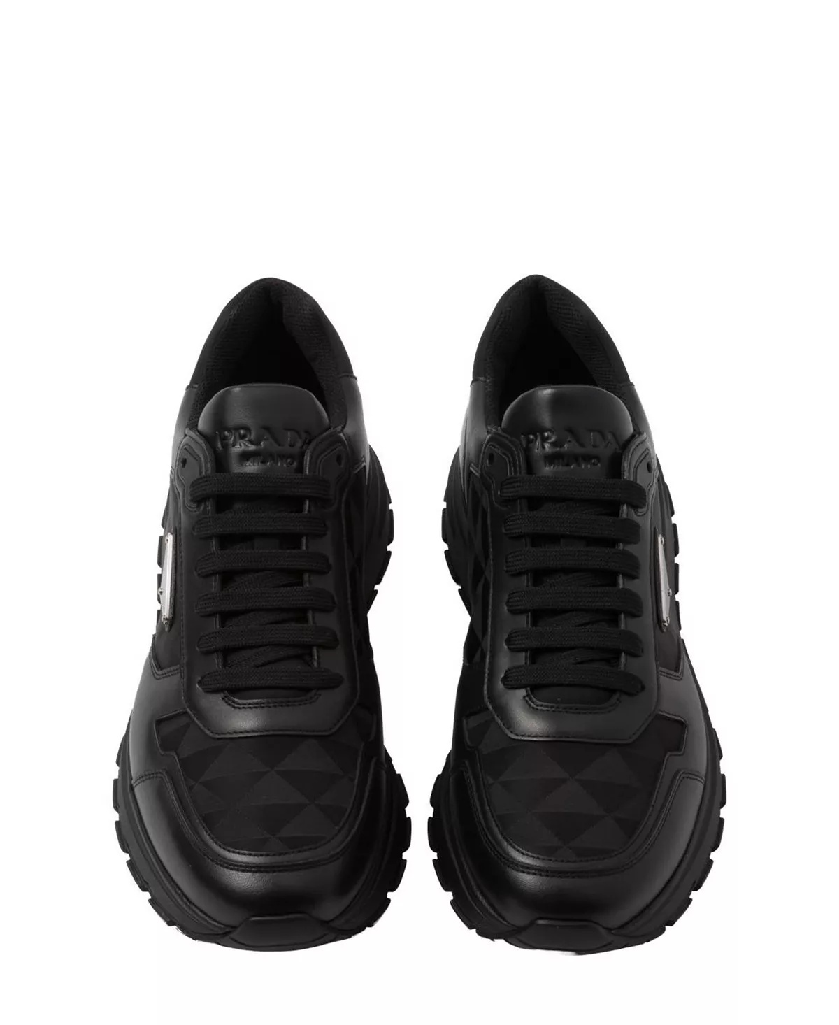 Men's Leather and Re-Nylon High-Top Sneakers - 3