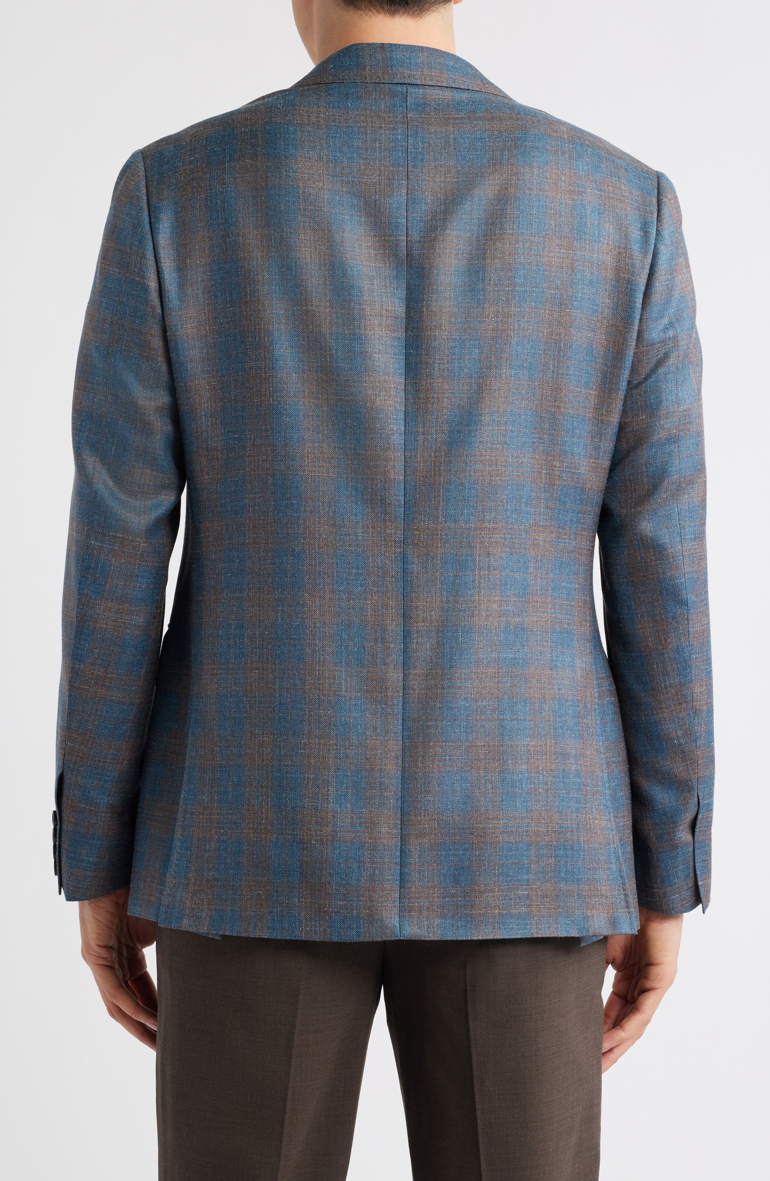 Canali Kei Trim Fit Plaid Wool Sport Coat in Teal at Nordstrom - 2