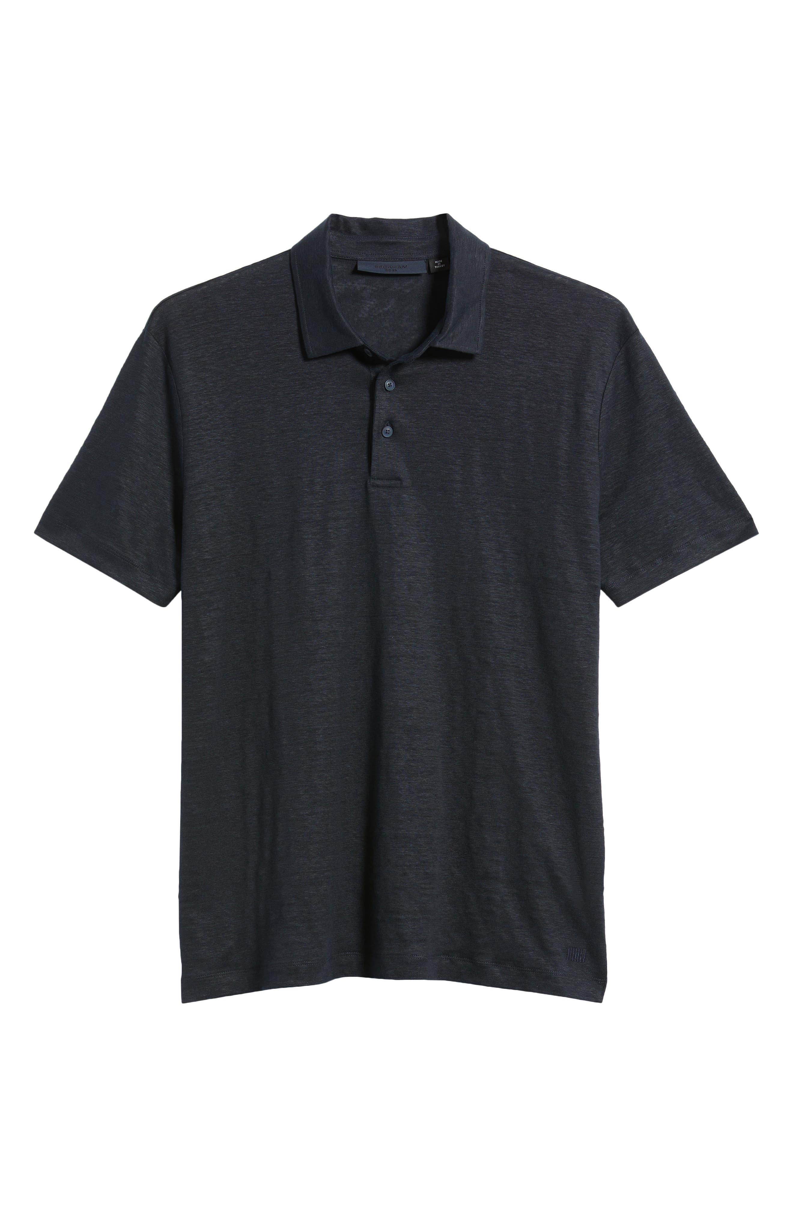 BOSS Parris Linen Polo in Dark Blue at Nordstrom - 5