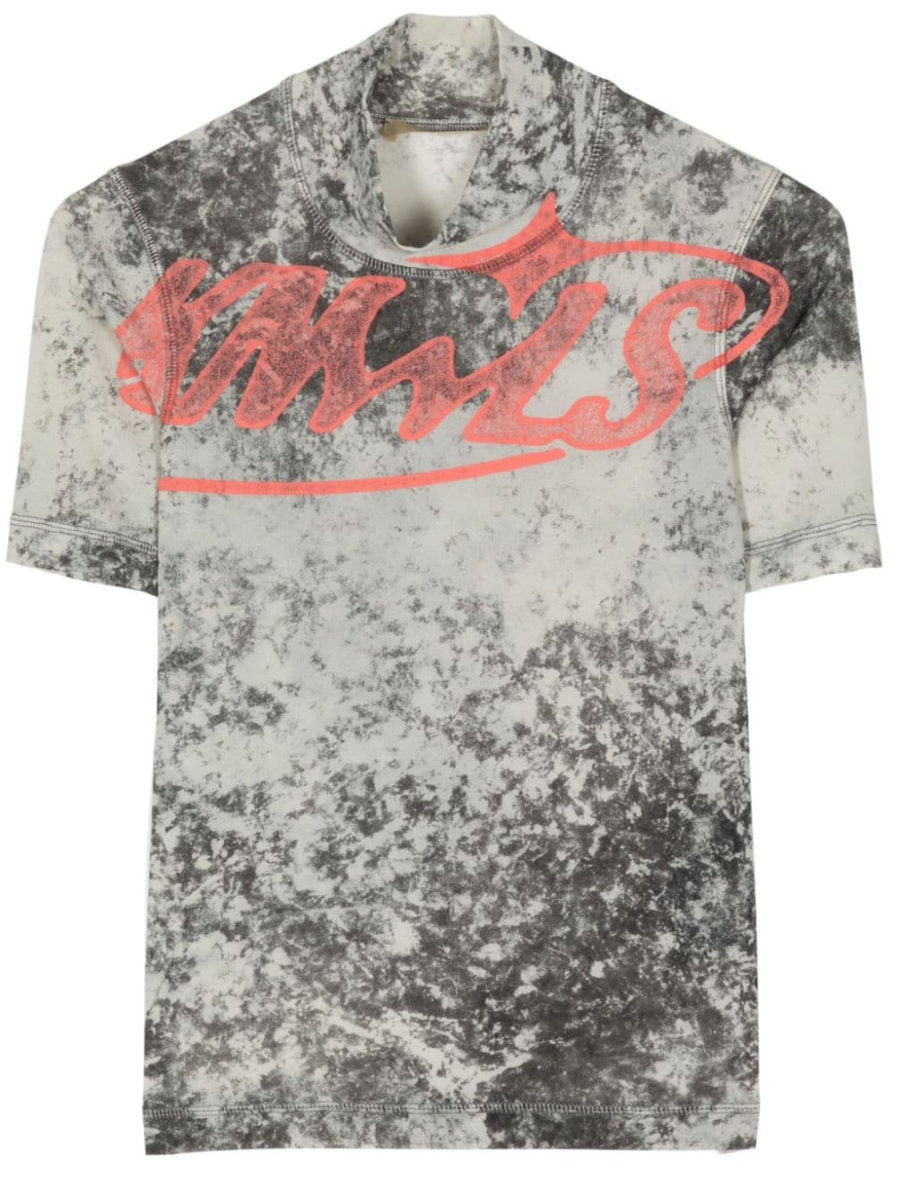 logo-print bleached-effect T-shirt - 1