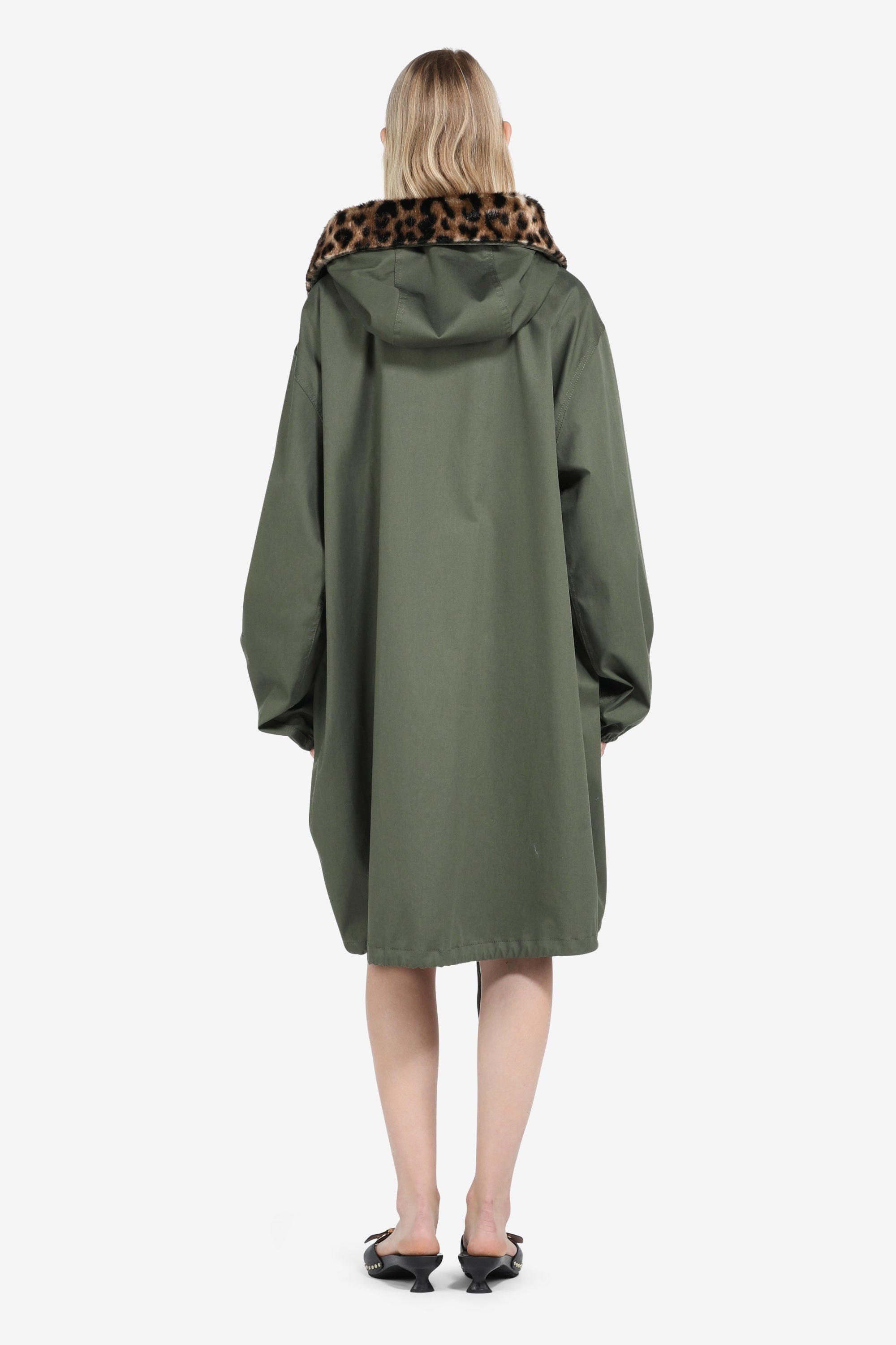 CONTRAST-COLLAR HOODED JACKET - 2