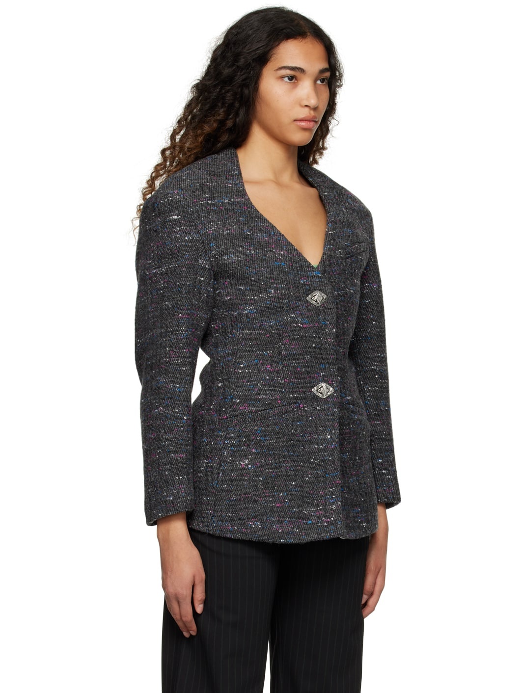 Gray Fitted Blazer - 2