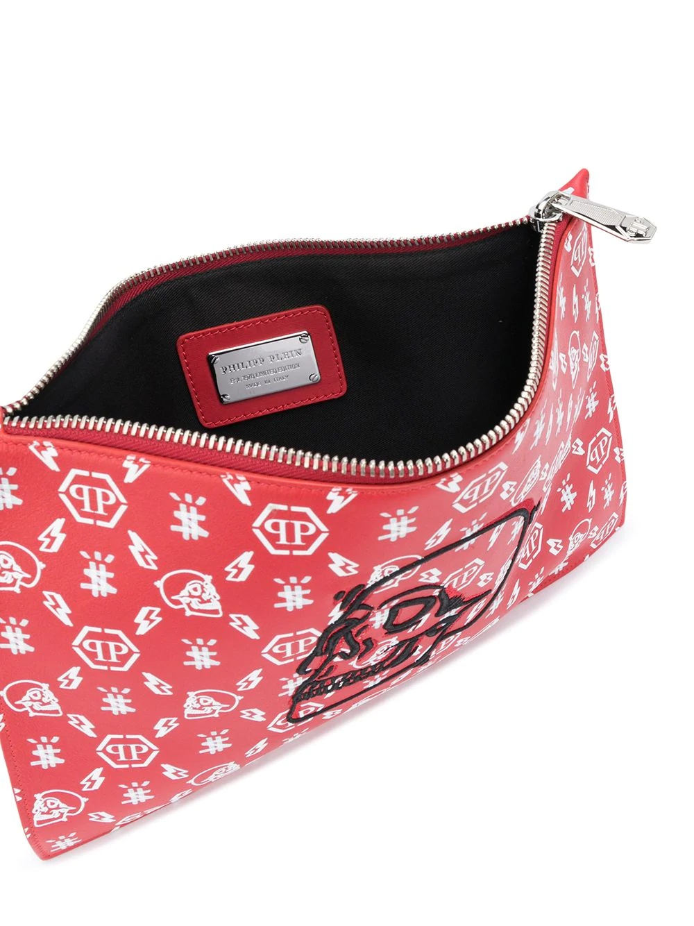 zipped logo print clutch bag - 5