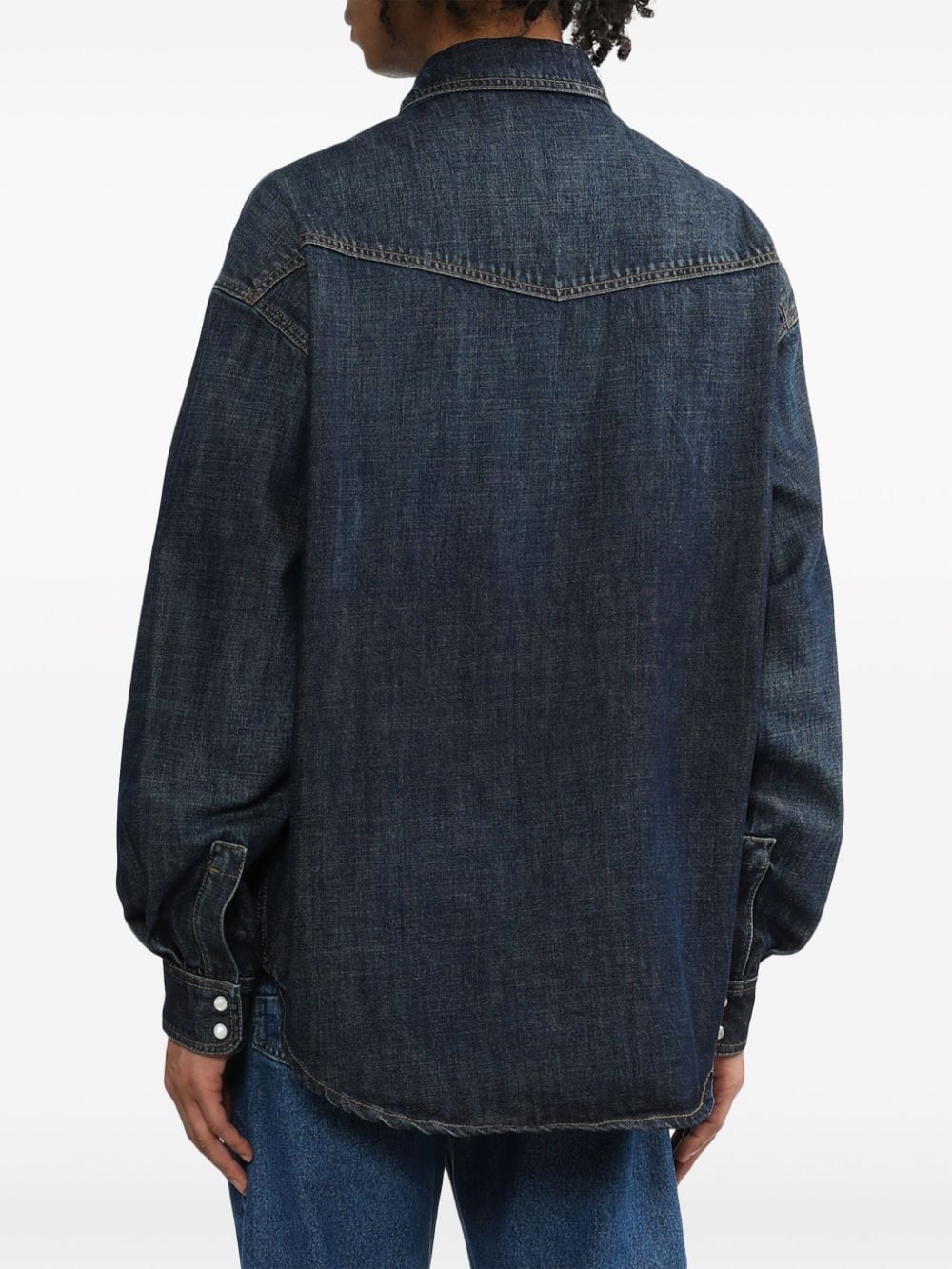 logo-embroidered denim shirt - 4