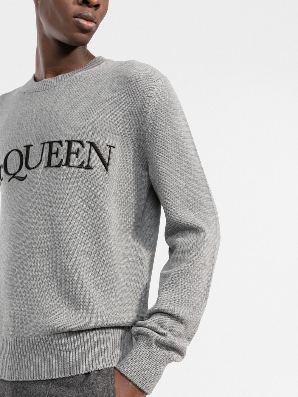 logo-embroidered knitted jumper - 3