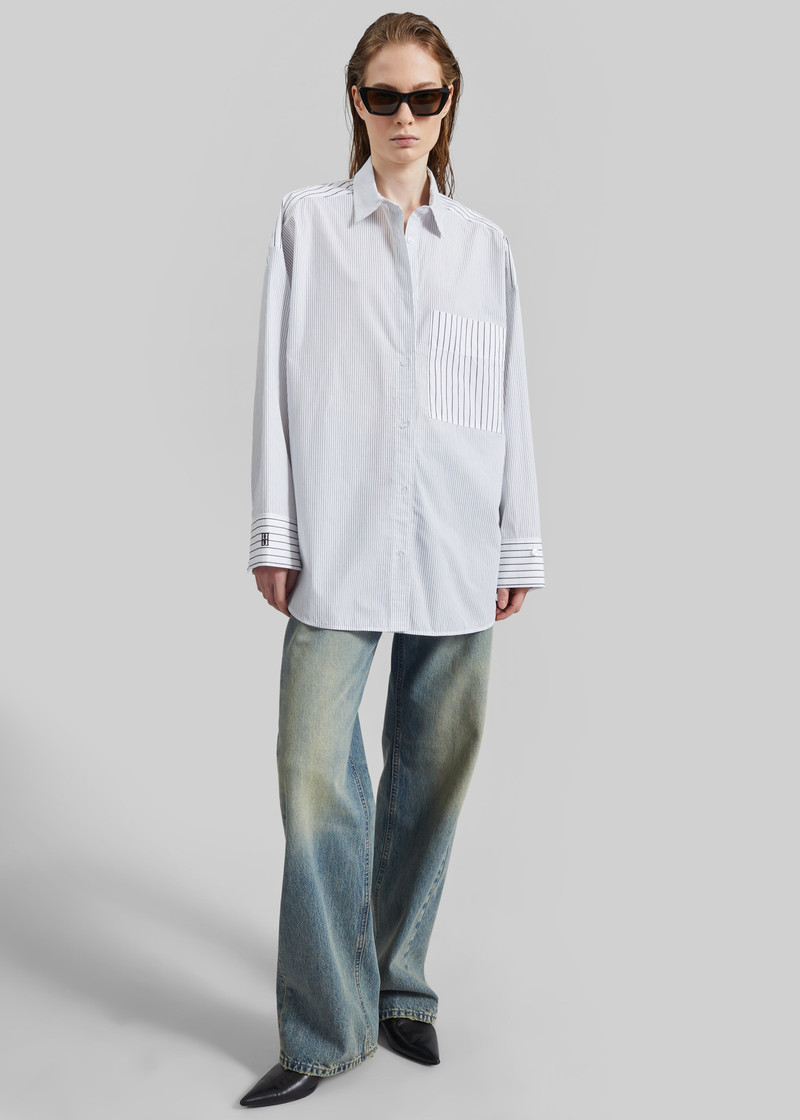 By Malene Birger Derris Shirt - White/Black Mix Stripe 6