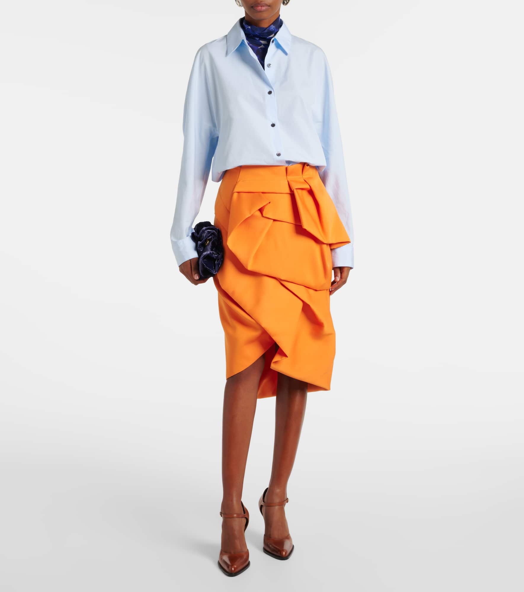 Draped satin midi skirt - 2