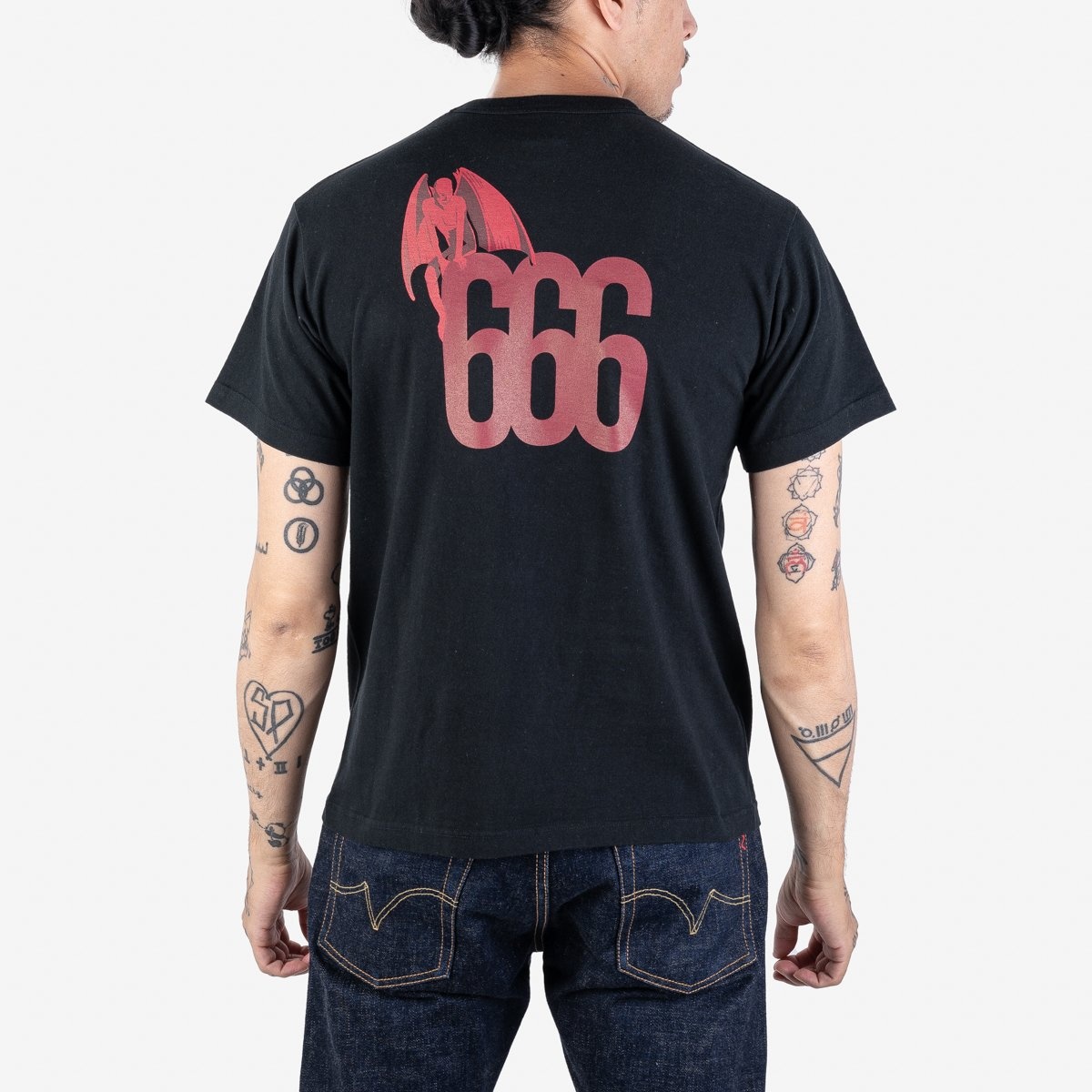 IHPT-666-BLK 6.5oz 666 Cut Printed Loopwheel Crew Neck T-Shirt - Black - 2