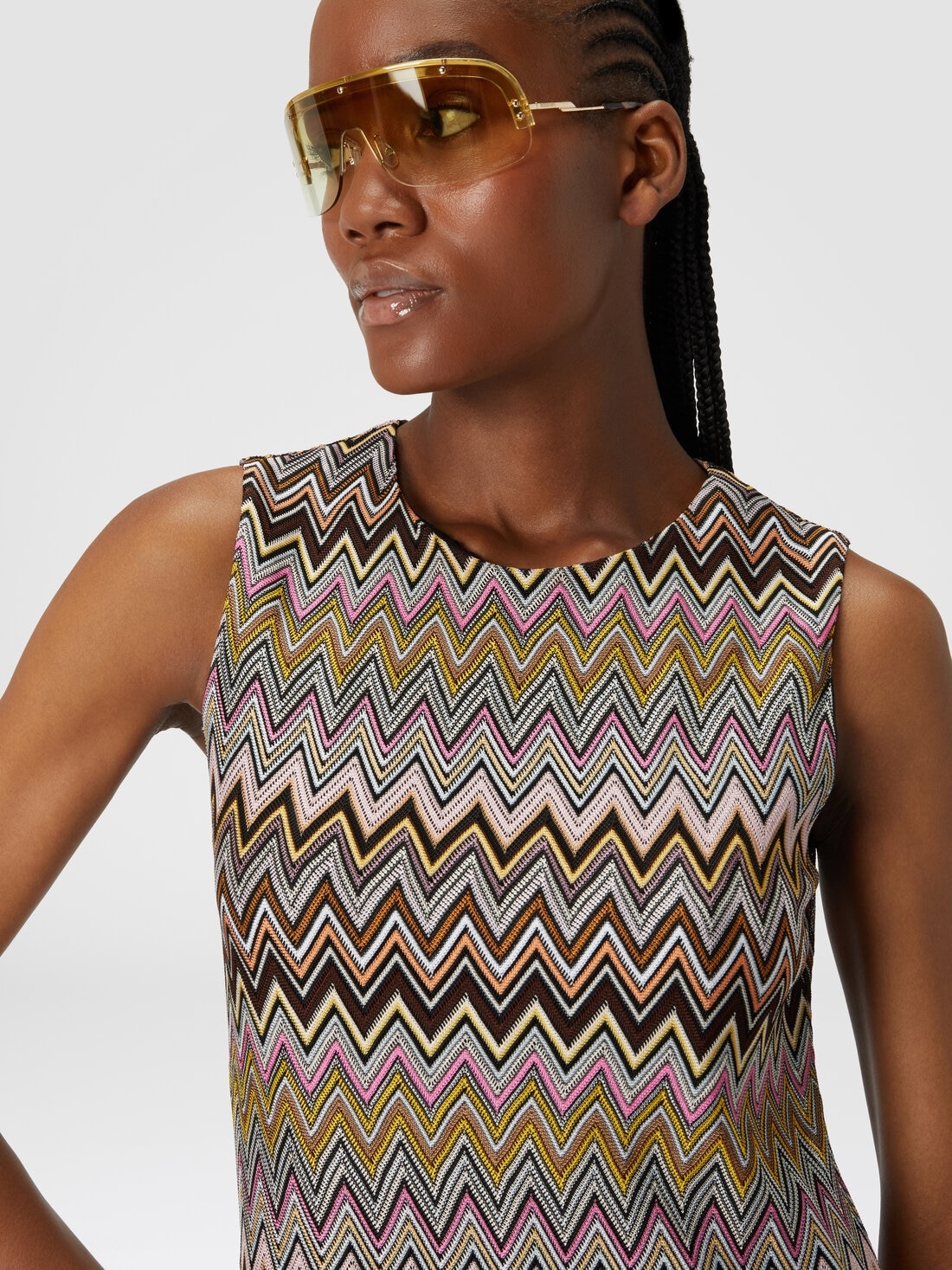 Sleeveless zig zag viscose mini-dress - 5