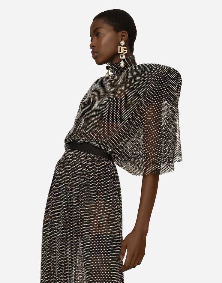 Long mesh dress with rhinestone embellishment - 4