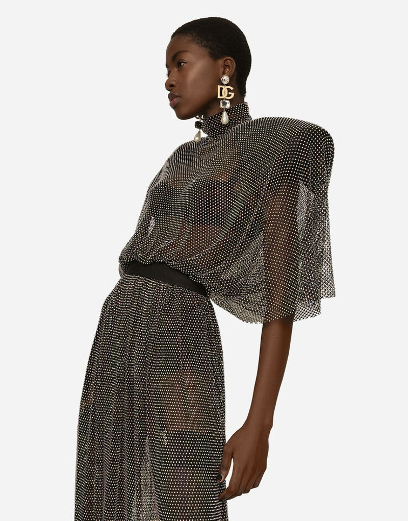 Long mesh dress with rhinestone embellishment 4