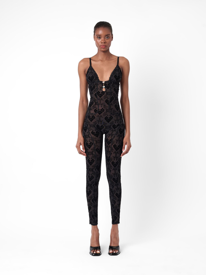 POSTER GIRL SCARLETT JUMPSUIT FLOCKED MESH BLACK outlook