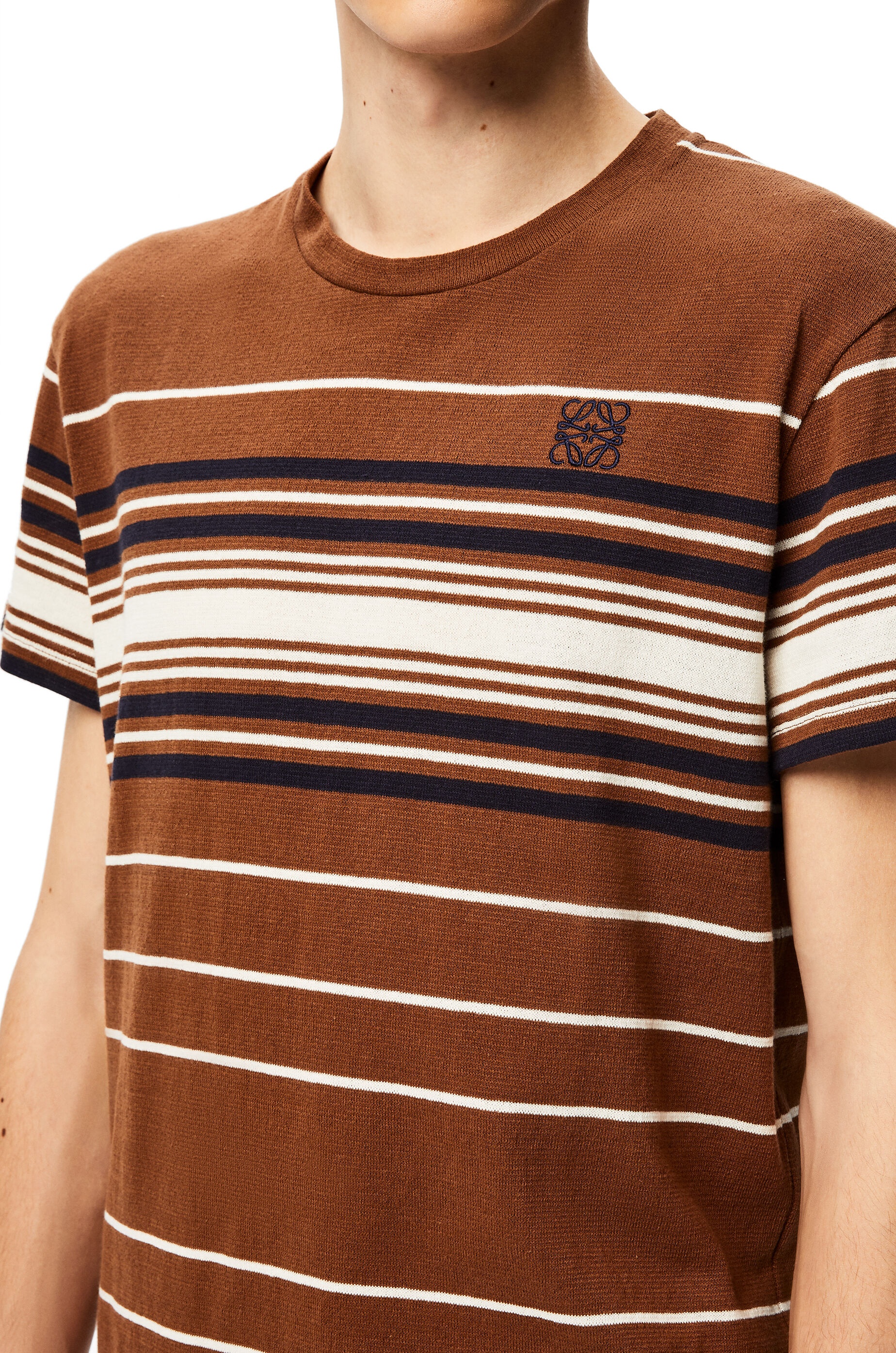 Anagram embroidered T-shirt in striped cotton - 5