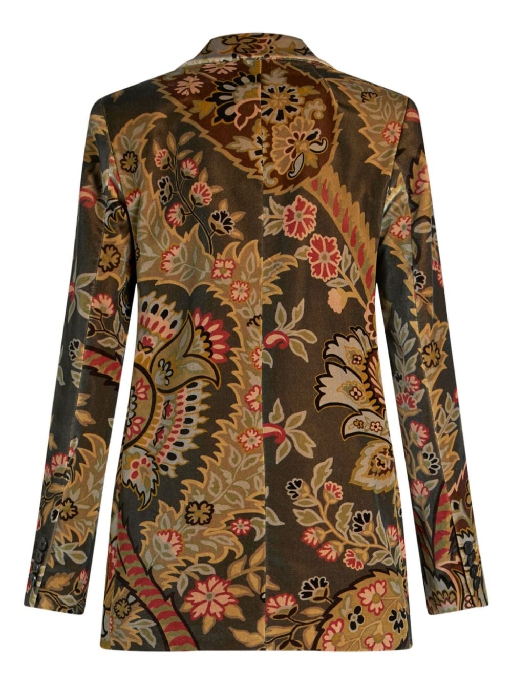 paisley-print velvet blazer - 7