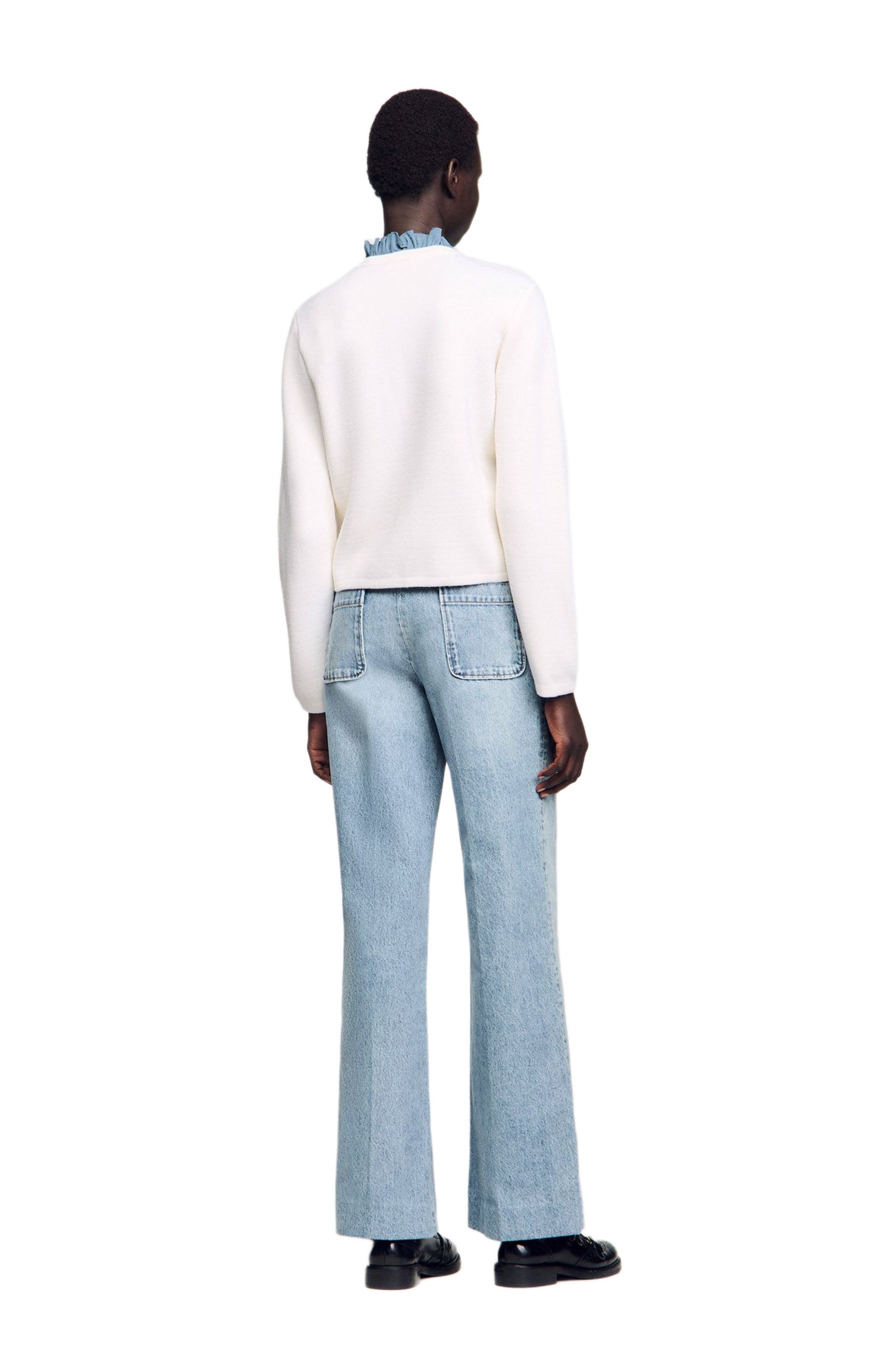 SANDRO High-neck cardigan in Ecru at Nordstrom - 2