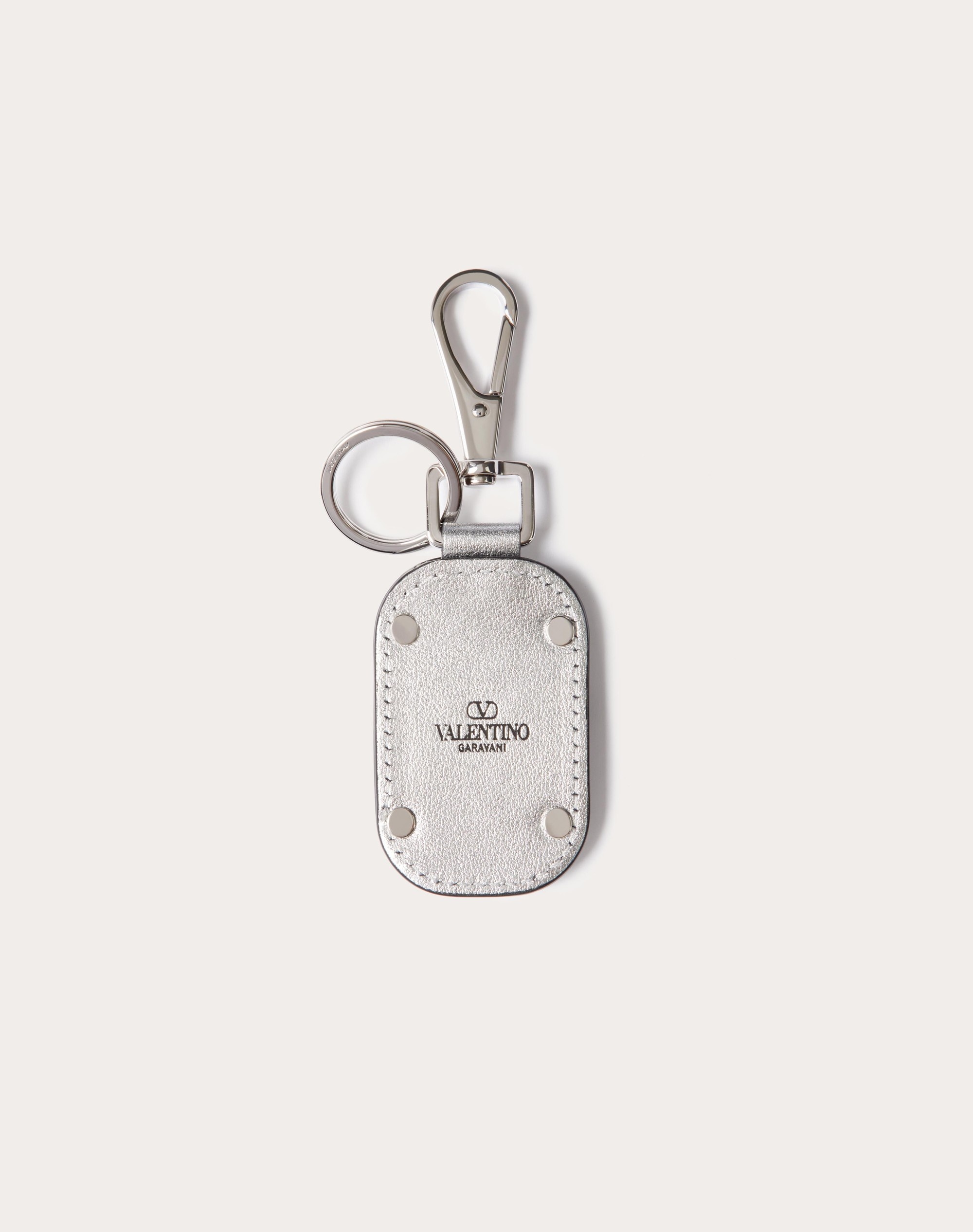 VLOGO SIGNATURE GRAINY METALLIC CALFSKIN KEY CHAIN - 4