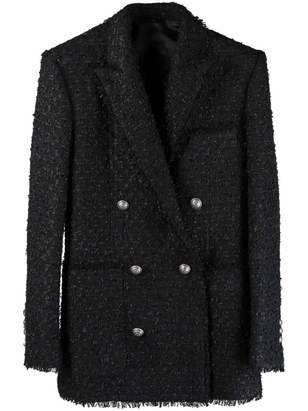 tweed double-breasted blazer - 1