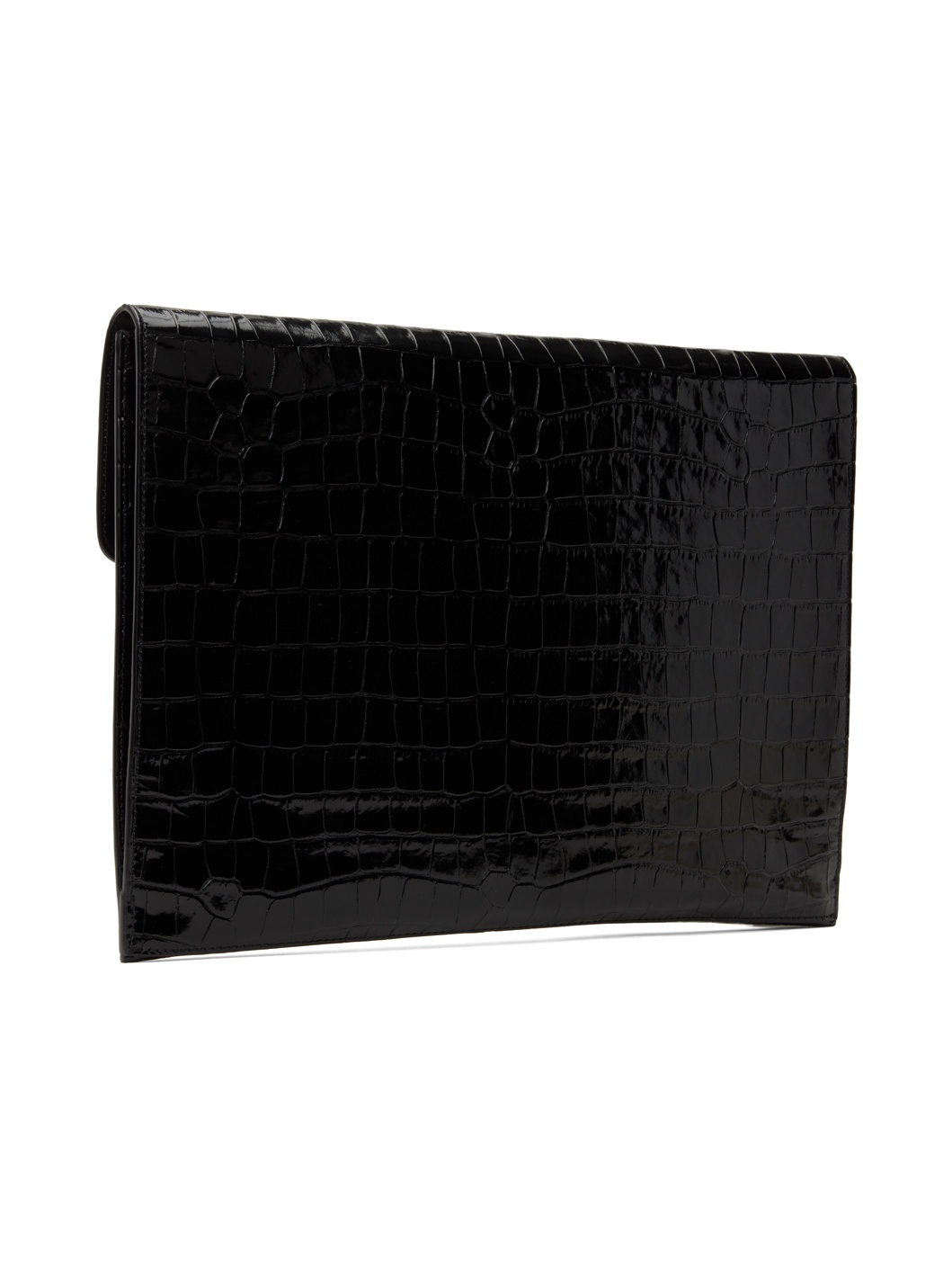 Black Croc-Embossed Pouch - 3
