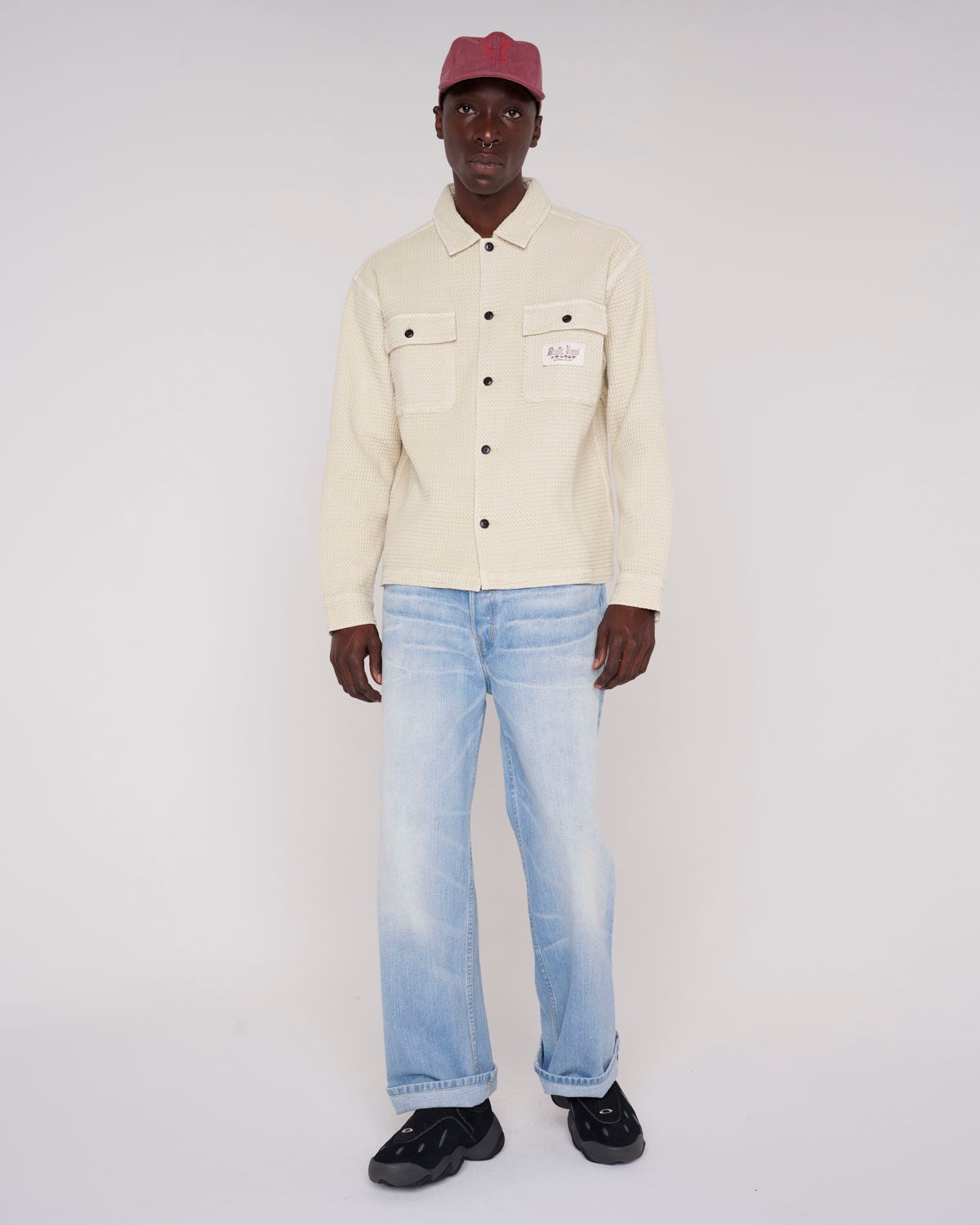Waffle Button Front Shirt - Tan - 6