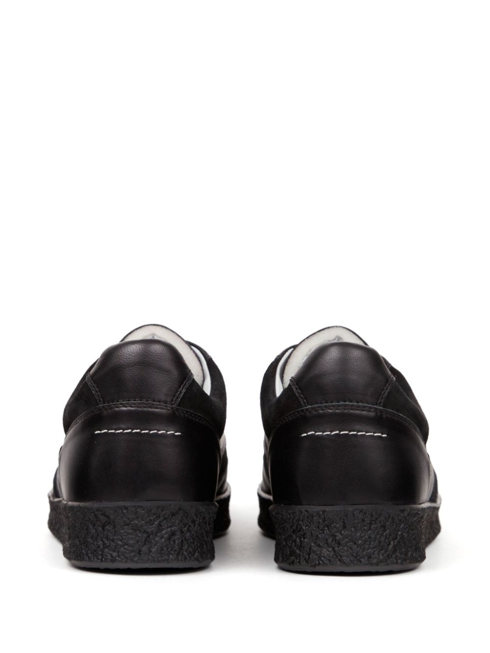 stitch-logo leather sneakers - 3