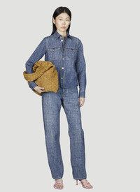 BOTTEGA VENETA テクスチャテニムトラウサ 735547V3P50 4205 Bottega Veneta Denim-print Straight-leg Trousers In Blue