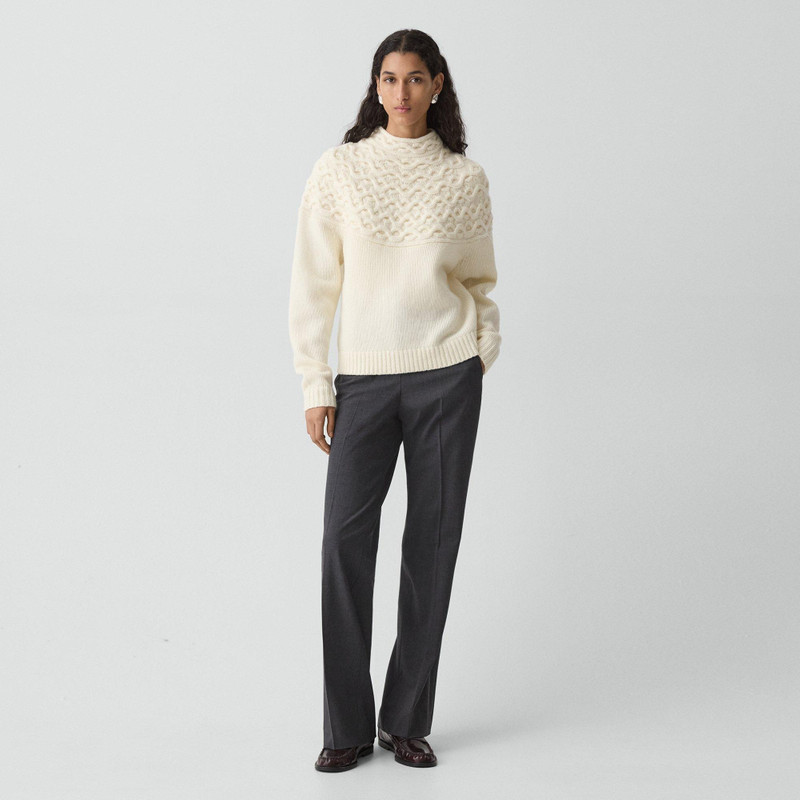 Theory Cable-Knit Yoke Sweater in Felted Wool-Cashmere outlook