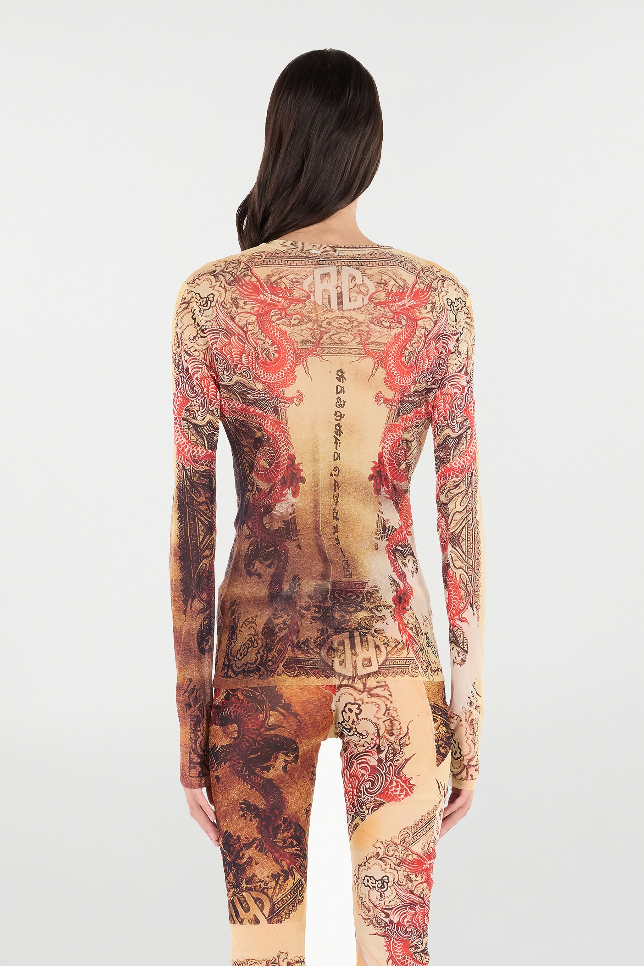 Long-Sleeve T-Shirt with Oriental Print - 4
