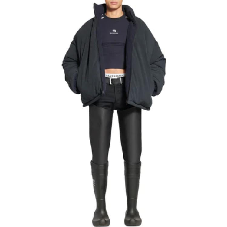 Balenciaga BB Paris Icon Reversible Puffer Jacket 'Washed Black' 704507TMQ041055 - 3
