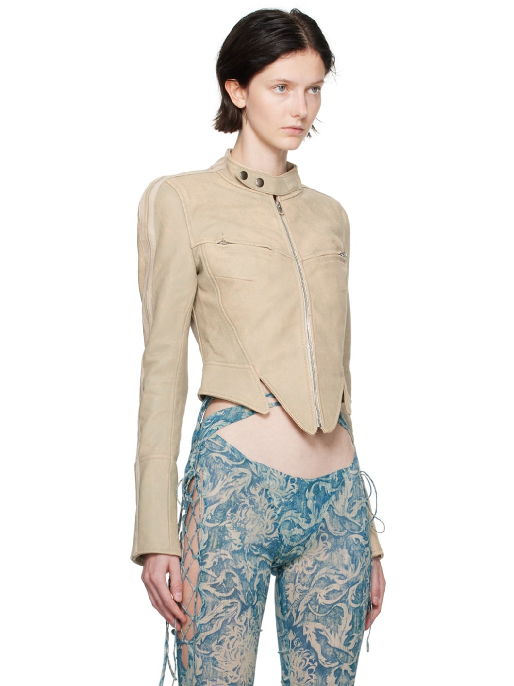 SSENSE Exclusive Beige Leather Jacket - 2