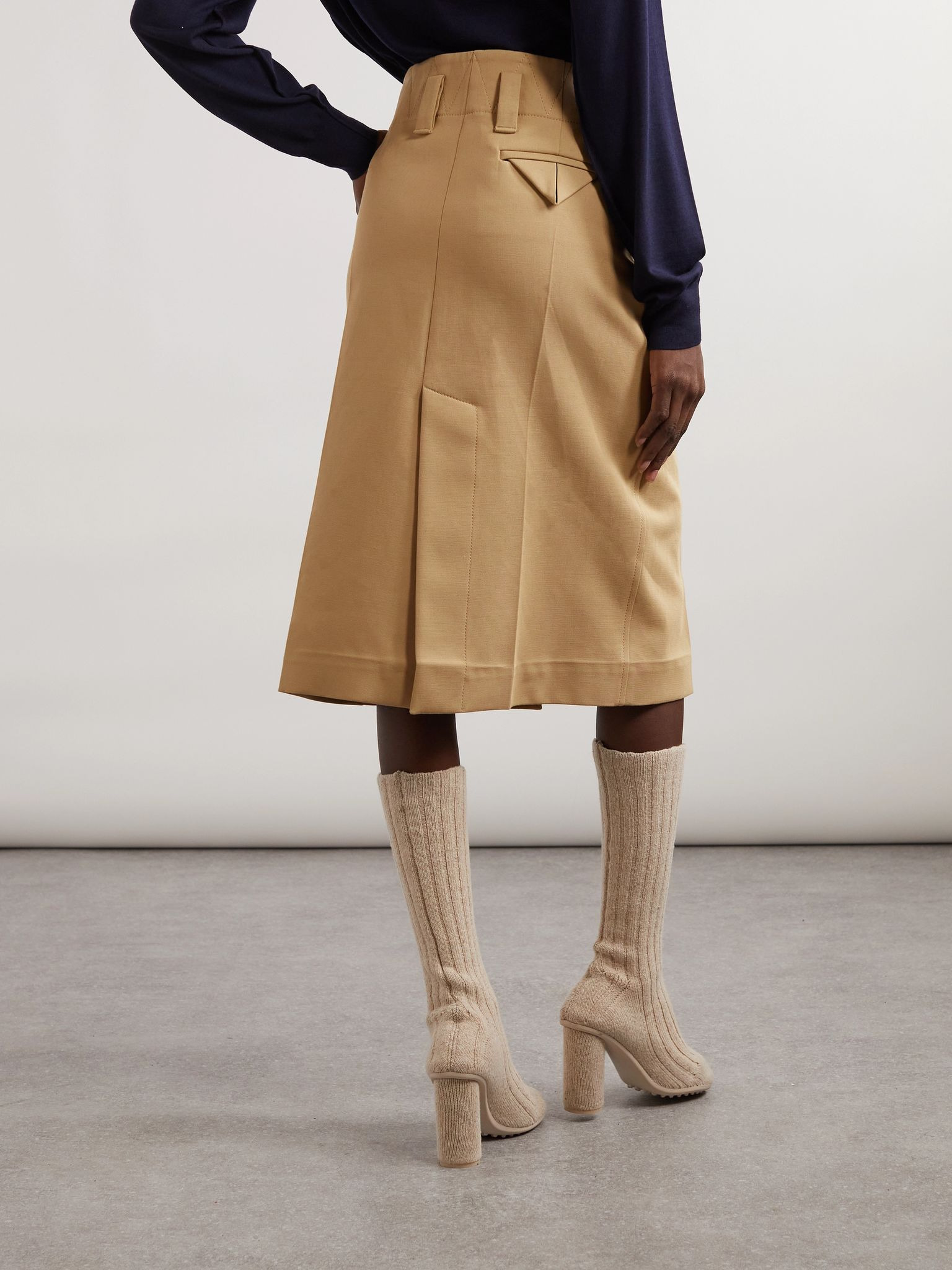 Cotton-canvas skirt Light brown - 3