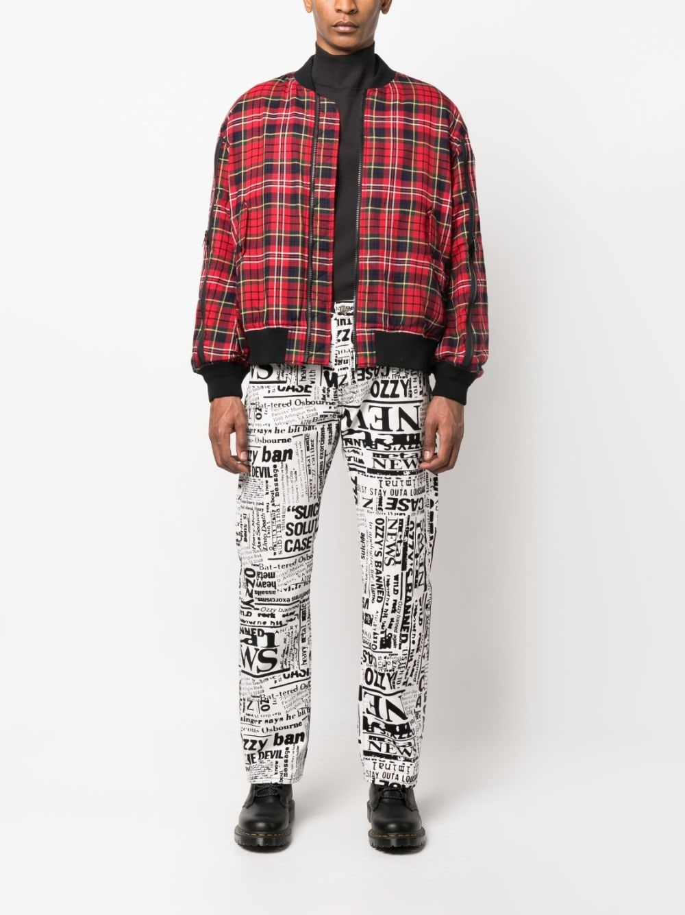 plaid-check print bomber jacket - 2