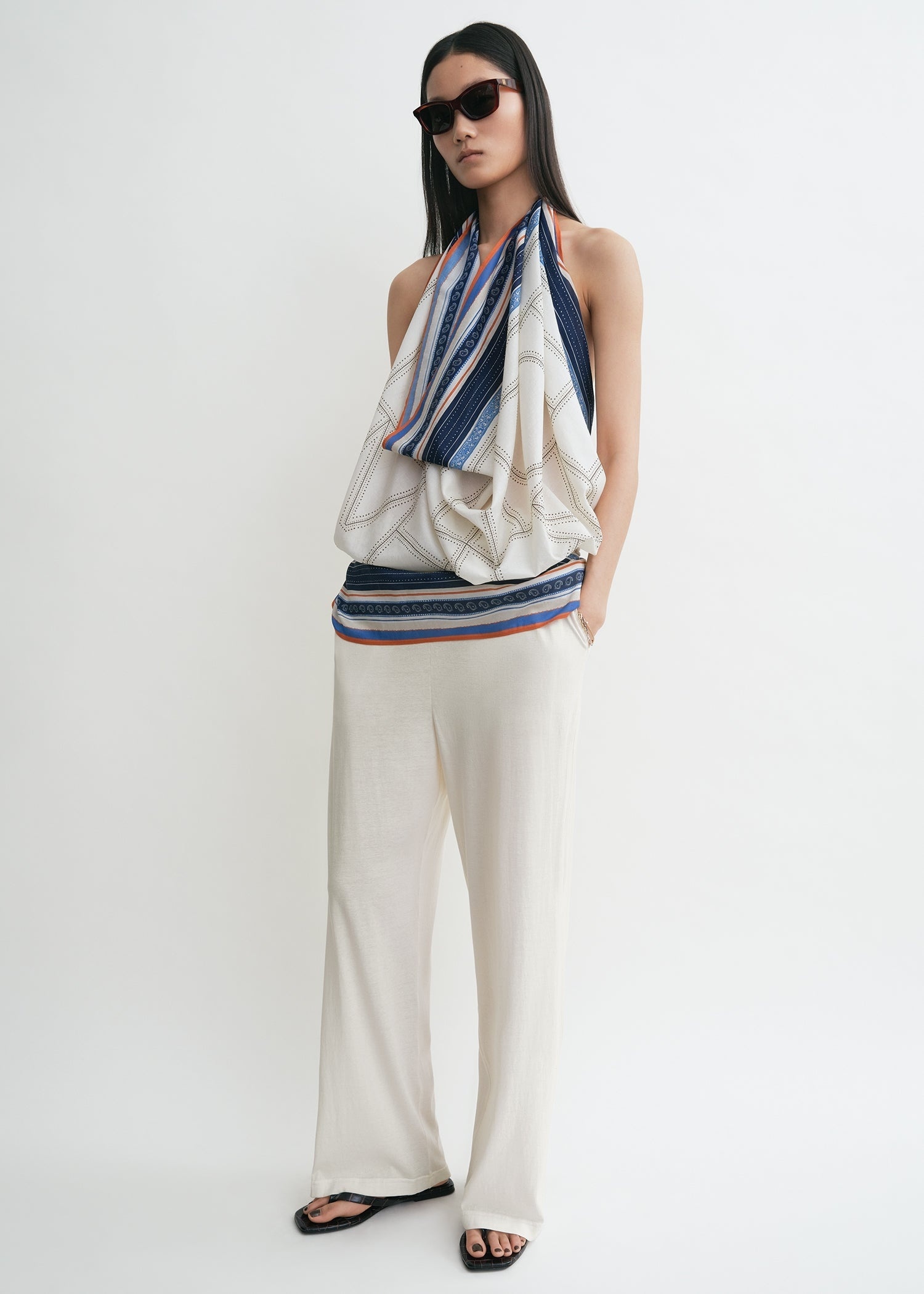 Collector sarong ecru/navy - 1