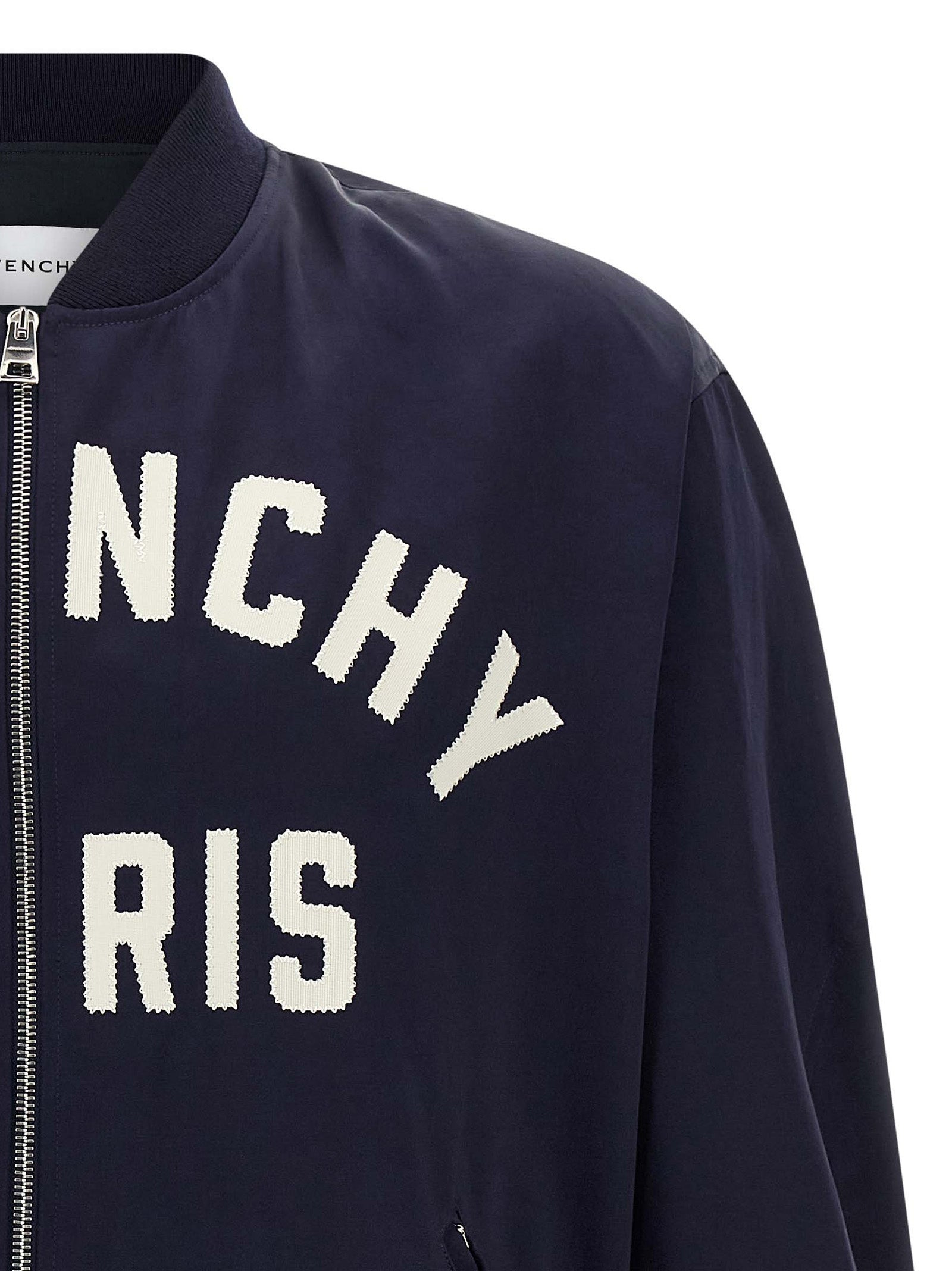 Logo Bomber Jacket Puffer Jackets Blue - 3