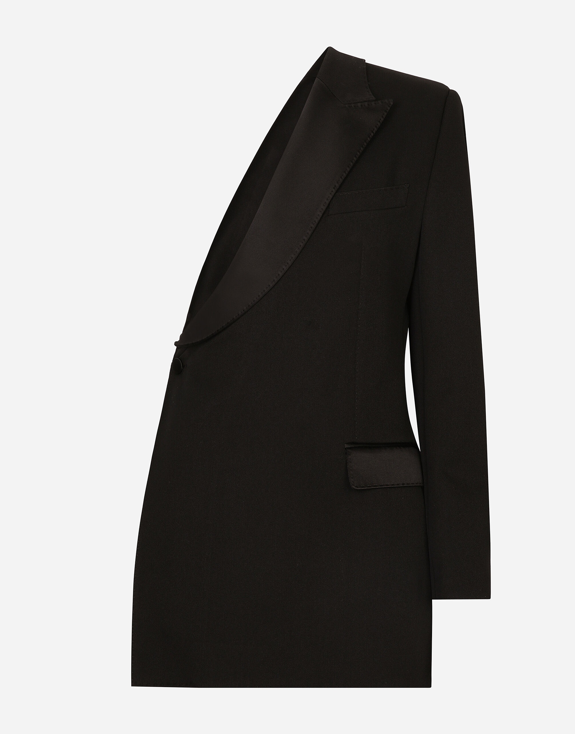 One-shoulder wool gabardine jacket - 1