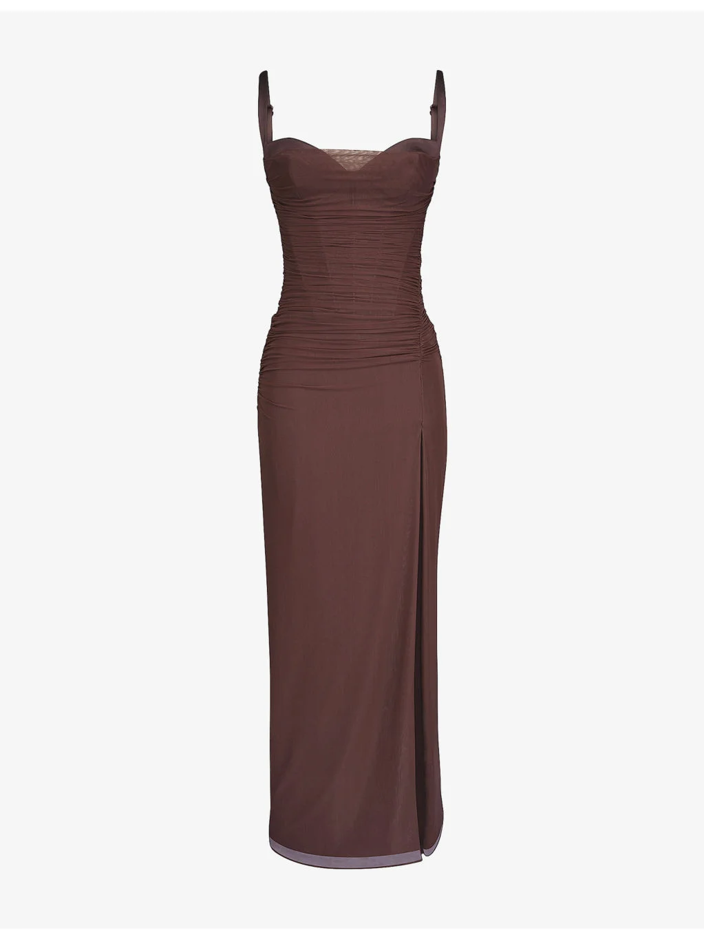 Lini Corset-Bodice Stretch-Mesh Maxi Dress - 1