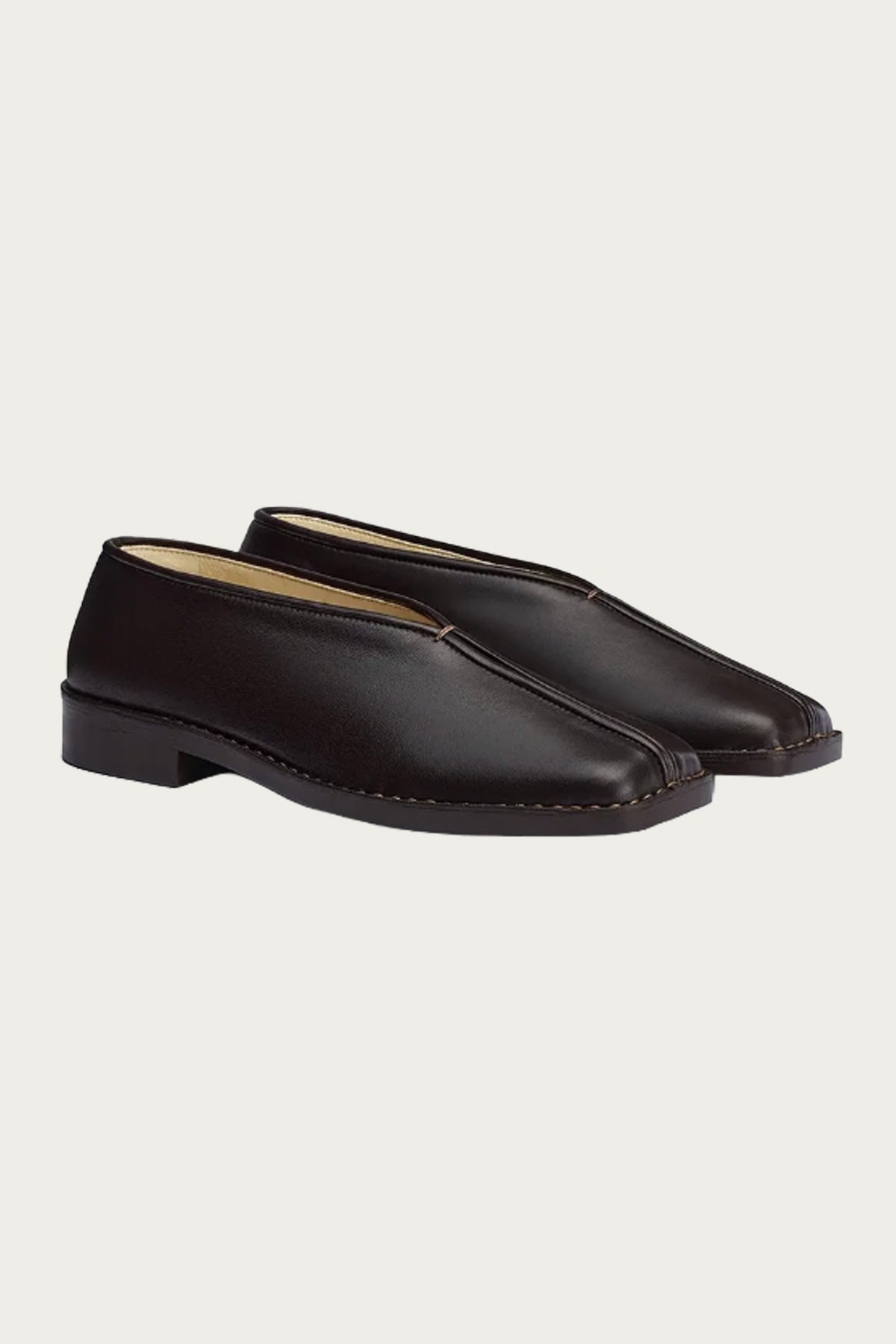 Flat Piped Slippers - Dark Chocolate - 2
