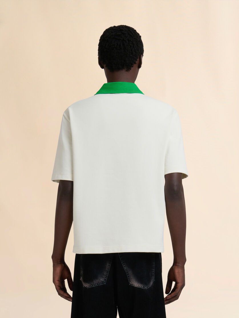 OFF-WHITE PIQUÉ POLO SHIRT WITH CONTRAST COLLAR - 3