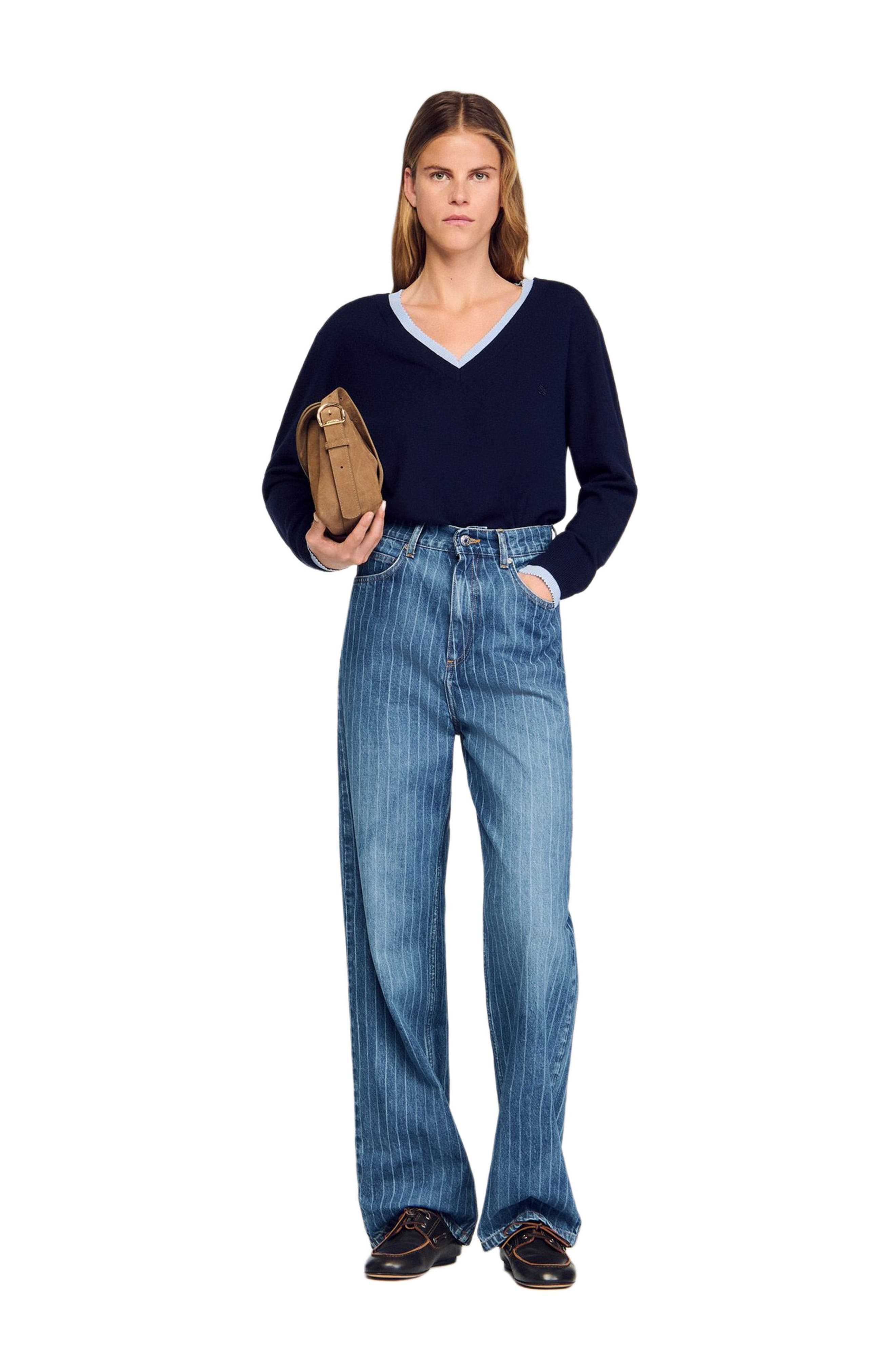 SANDRO Wool and cashmere sweater in Navy Blue at Nordstrom - 5